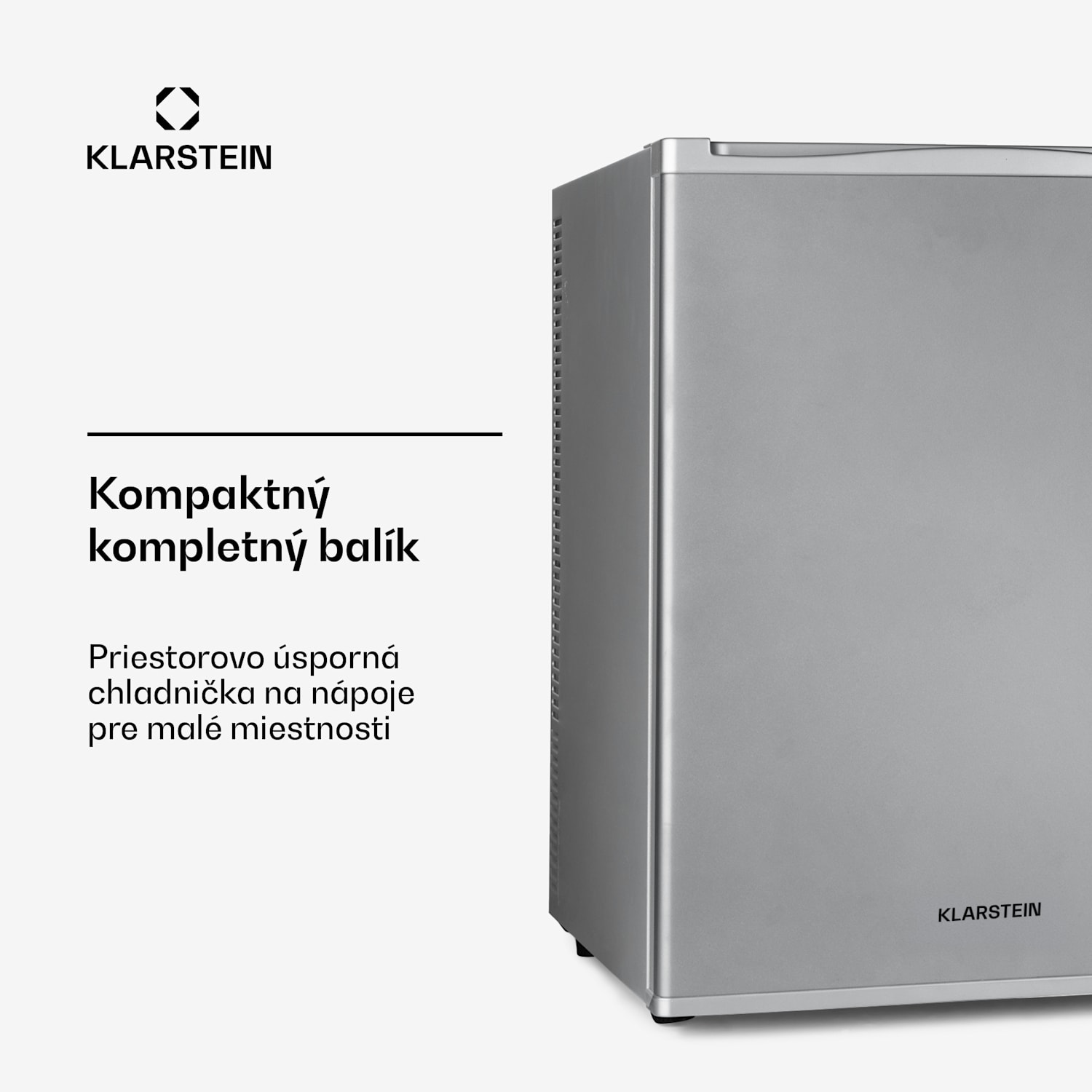Happy Hour 40, mini chladnička, 40 l, 5-15°C, tichá, 23dB, LED-svetlo, strieborný 40 litrov | G | Strieborná