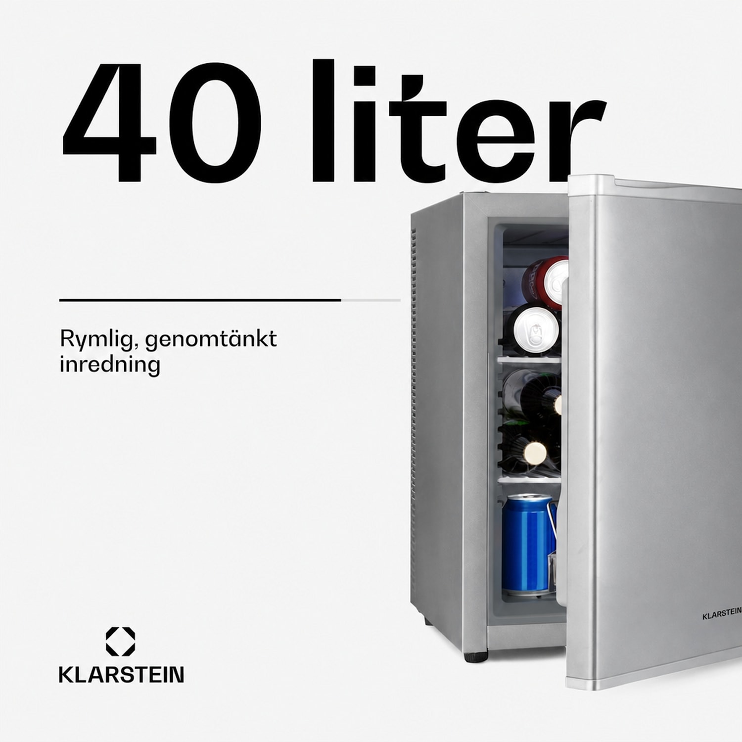 Klarsteins minibar Happy Hour 40 l 6–15 °C 23 dB LED-lampa 40 L | G | Silver