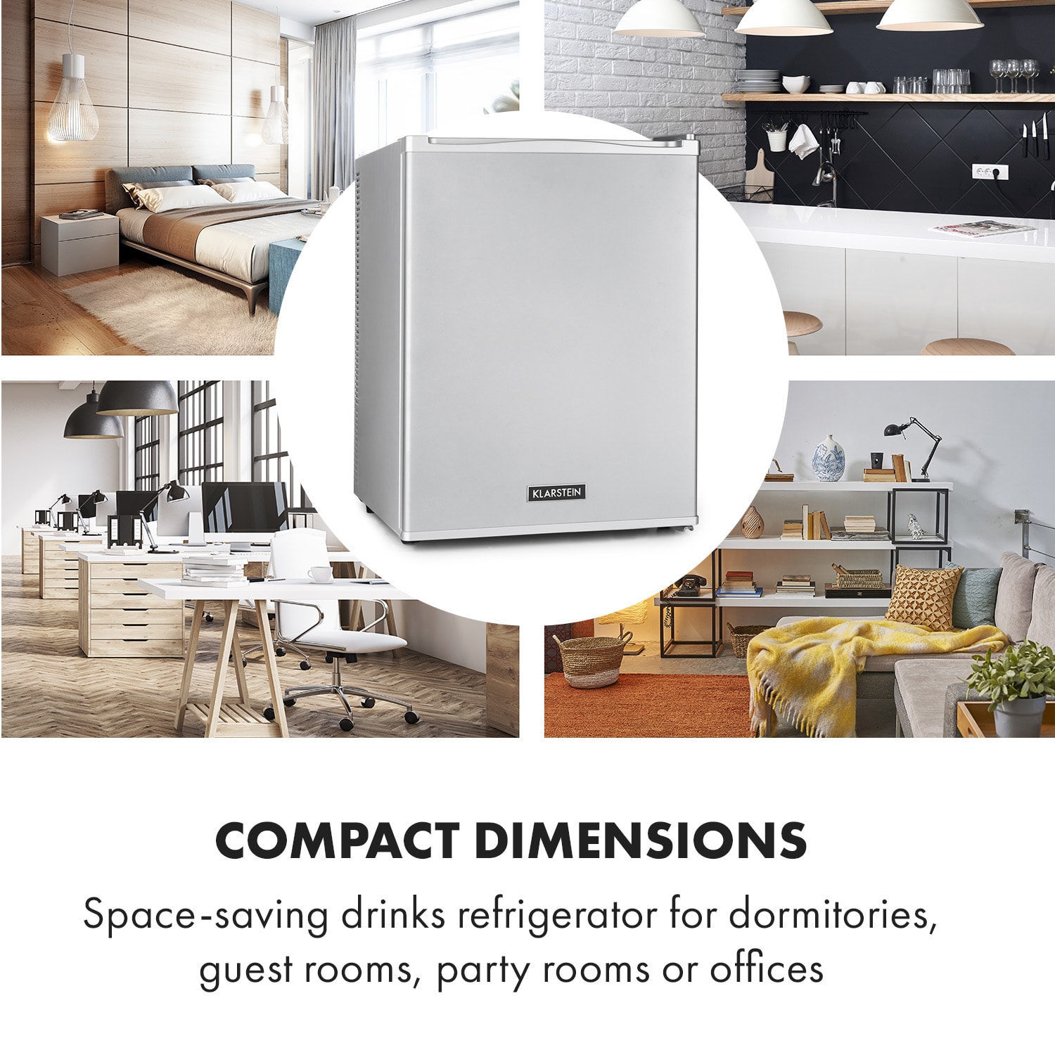 Happy Hour 40, mini hűtőszekrény, 40 liter, 5 -15°C, csendes, 23dB, LED világítás, ezüst 40 Ltr | Ezüst metál