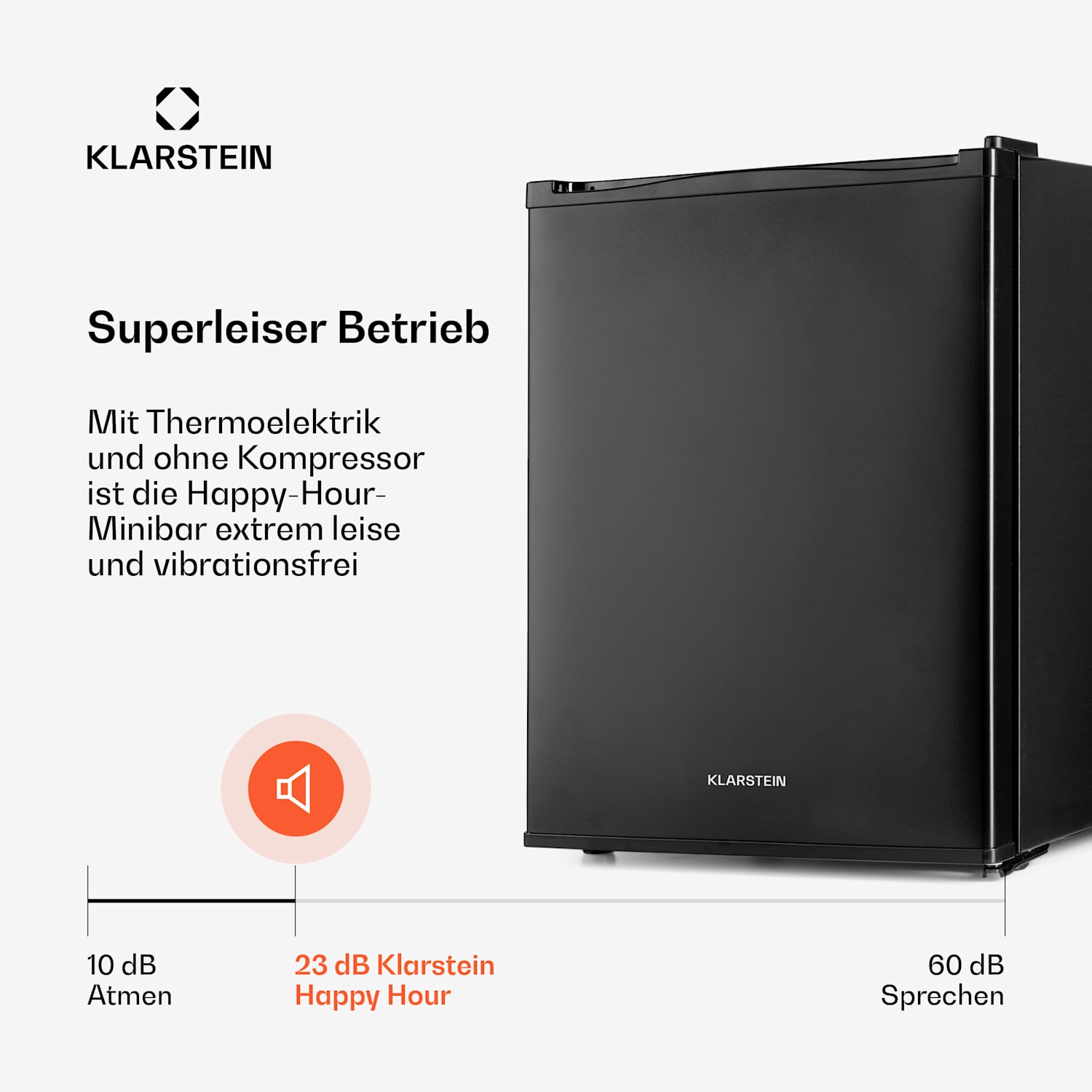 Klarstein Happy Hour Minibar 40L 5-15°C 23 dB LED-Licht 40 L | G | Schwarz