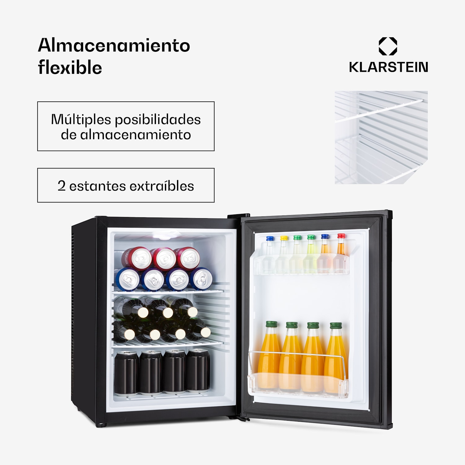 Klarstein Happy Hour Minibar 40L 5-15°C 23 dB Luz LED 40 L | G | Negro
