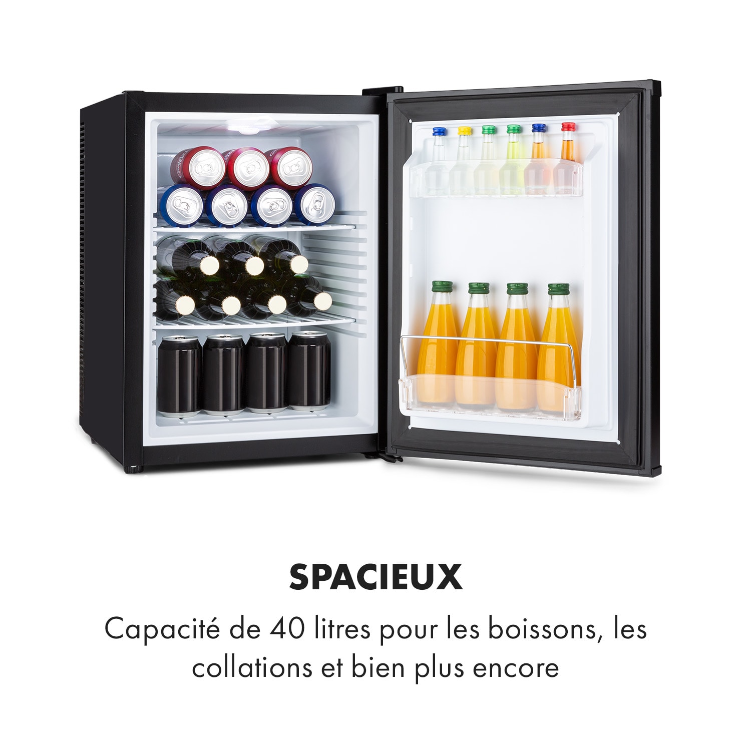 Klarstein Happy Hour minibar 40L 5-15°C 23 dB led-verlichting 40 ltr | Zwart