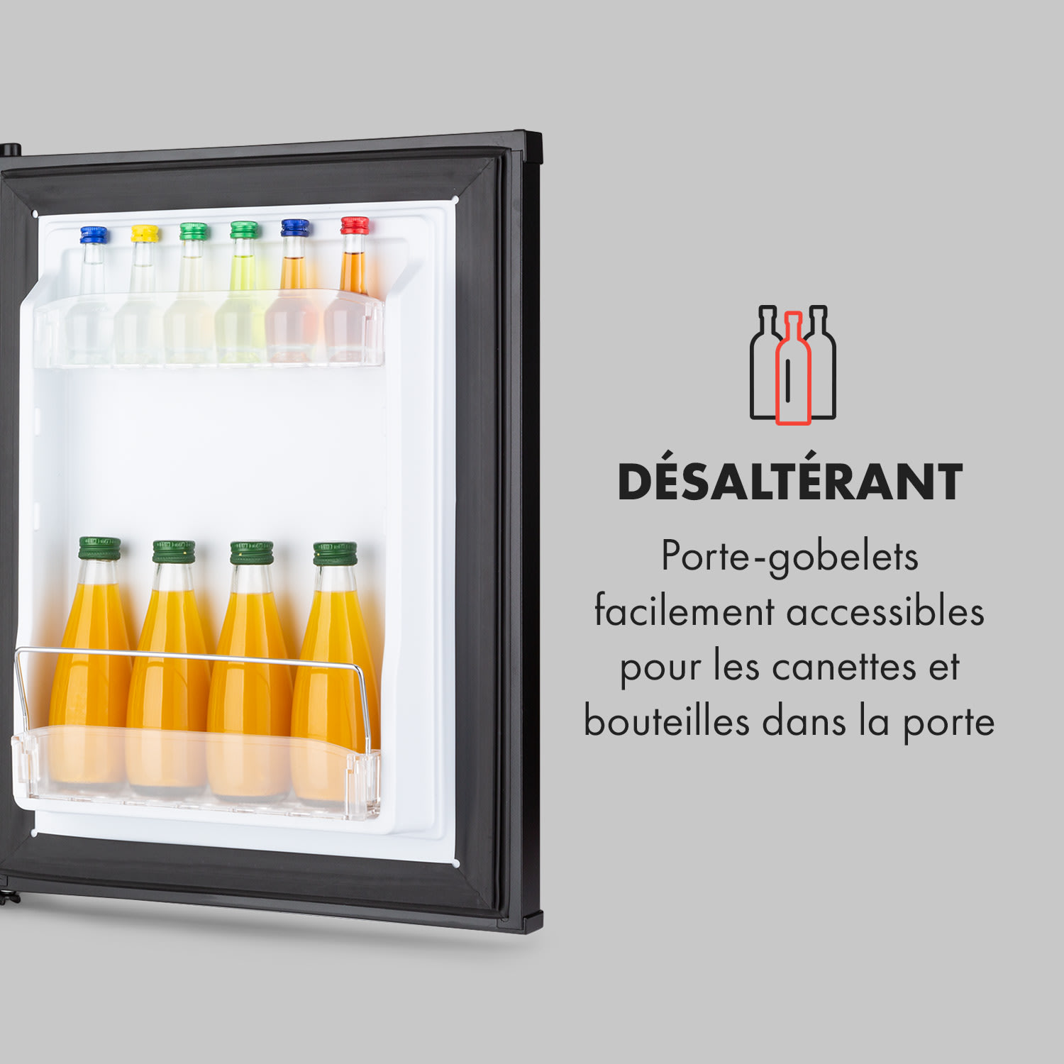 Klarstein Happy Hour minibar 40L 5-15°C 23 dB led-verlichting 40 ltr | Zwart