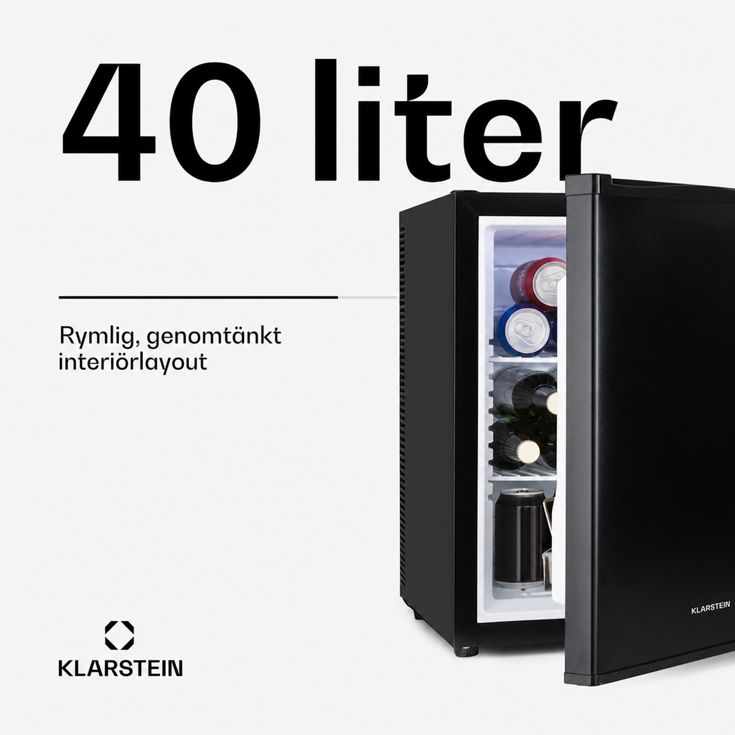Klarsteins minibar Happy Hour 40 l 5-15 °C 23 dB LED-lampa 