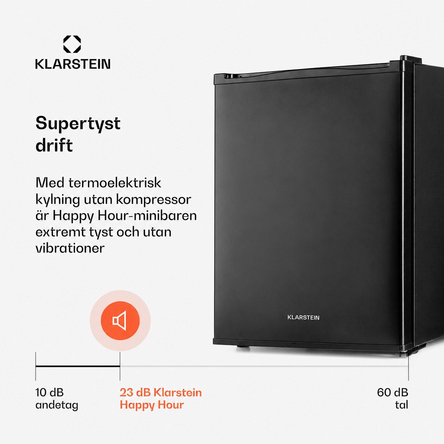 Klarsteins minibar Happy Hour 40 l 5-15 °C 23 dB LED-lampa 