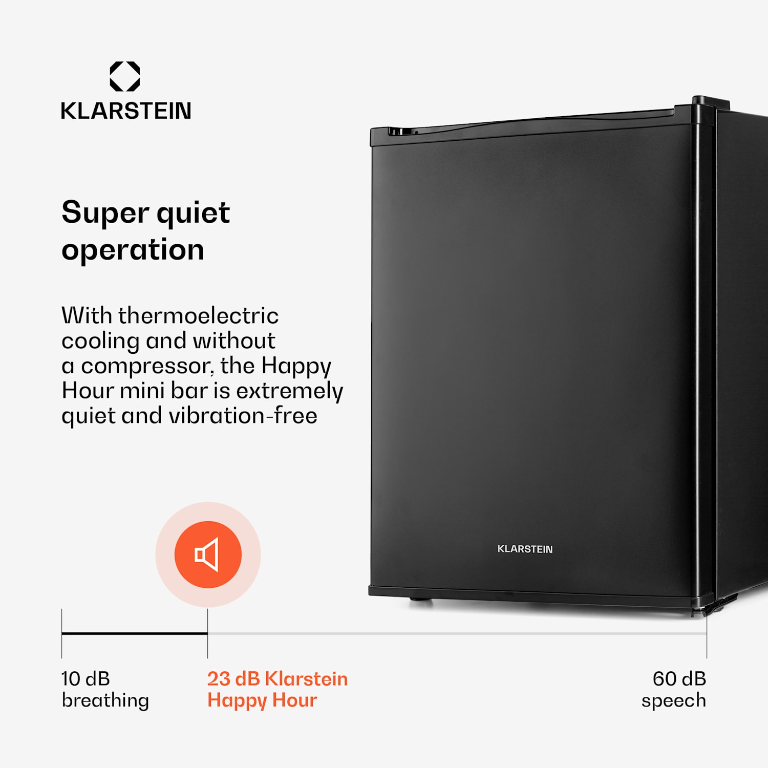 Klarstein Happy Hour Minibar 40L 5-15°C 23 dB Lumière LED 40 L | G | Noir