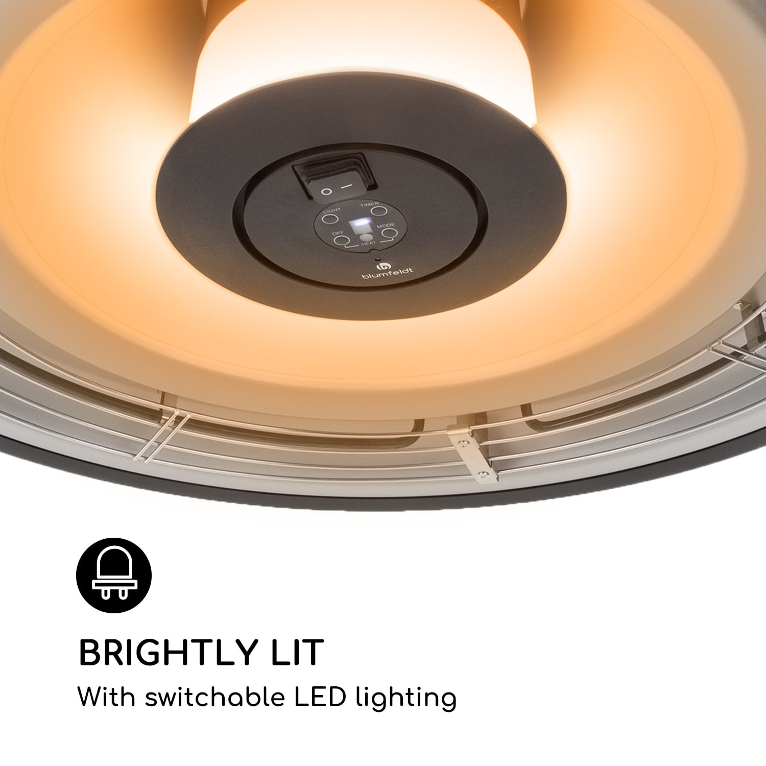 Heat Meister, terasový ohrievač, 2400 W, LED, diaľkový ovládač, čierny