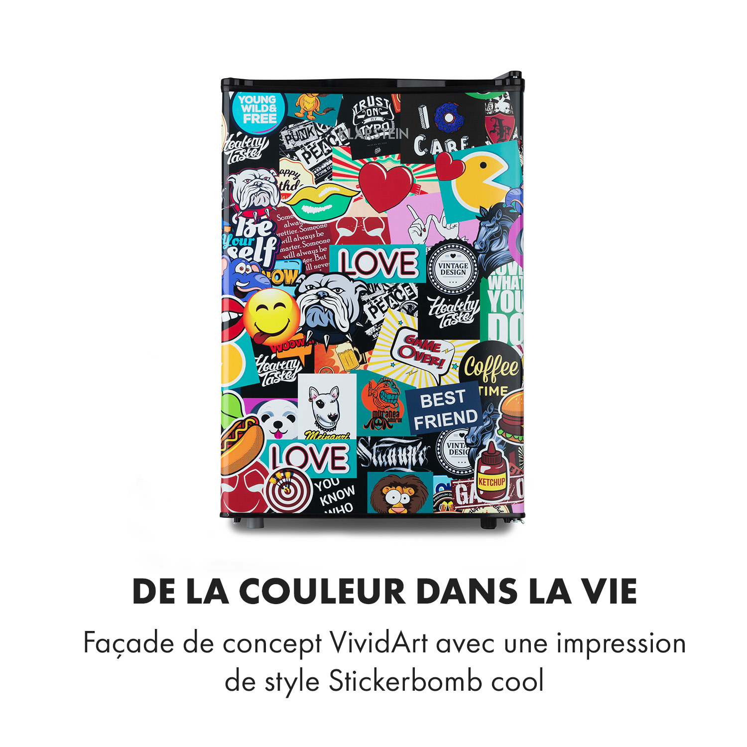 Cool Vibe 70+ Réfrigérateur 72 litres 2 fonds Style Stickerbomb 70 L | Noir