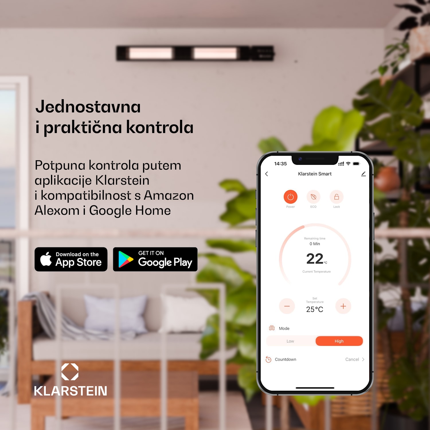 Cosmic Beam Smart 24, infracrveni grijač, 2400 W, kontrola aplikacija, crna 2400 W | Da | Crna