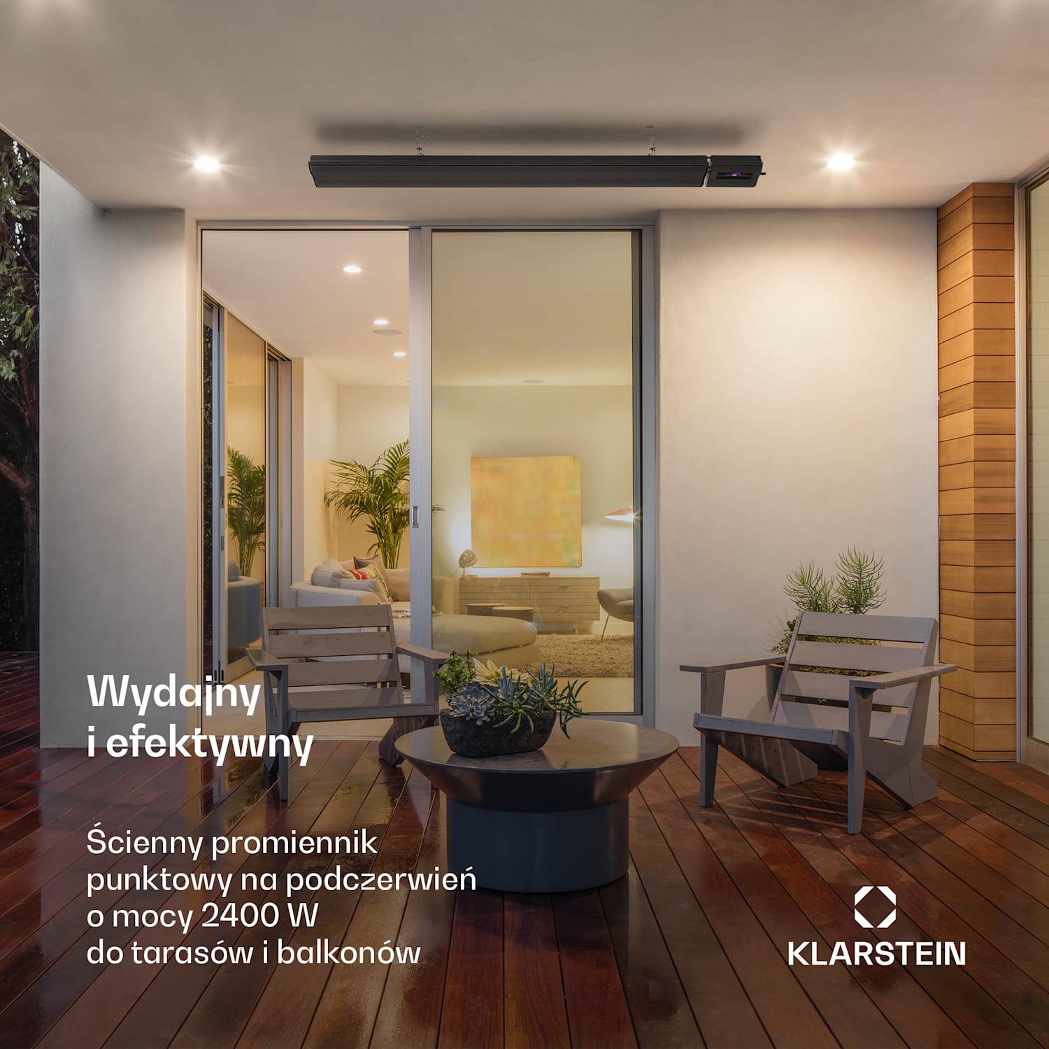 Cosmic Beam Smart 24, promiennik podczerwieni tarasowy, grzejnik, ścienny/sufitowy, 2400 W, aplikacja 2400 W | Tak | Czarny