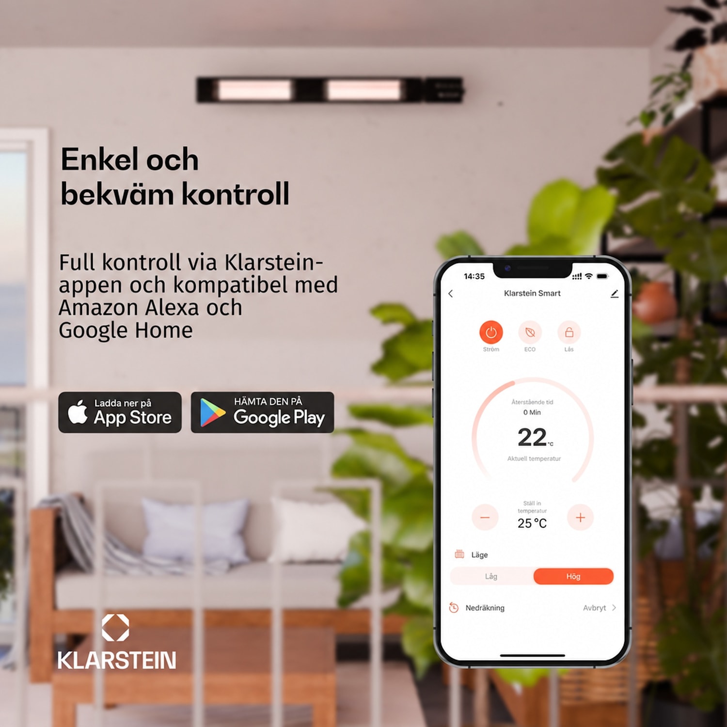Cosmic Beam Smart 24 IR-värmare 2 400 W appstyrning fjärrkontroll 2400 W | Ja | Svart