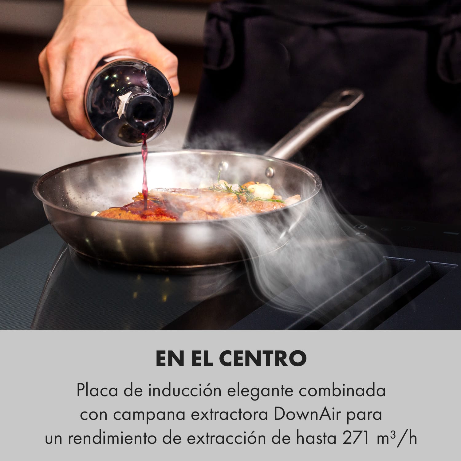 Cocina de inducción Full House 2.0 Down Air System + Campana extractora 271 m³/h A+ 