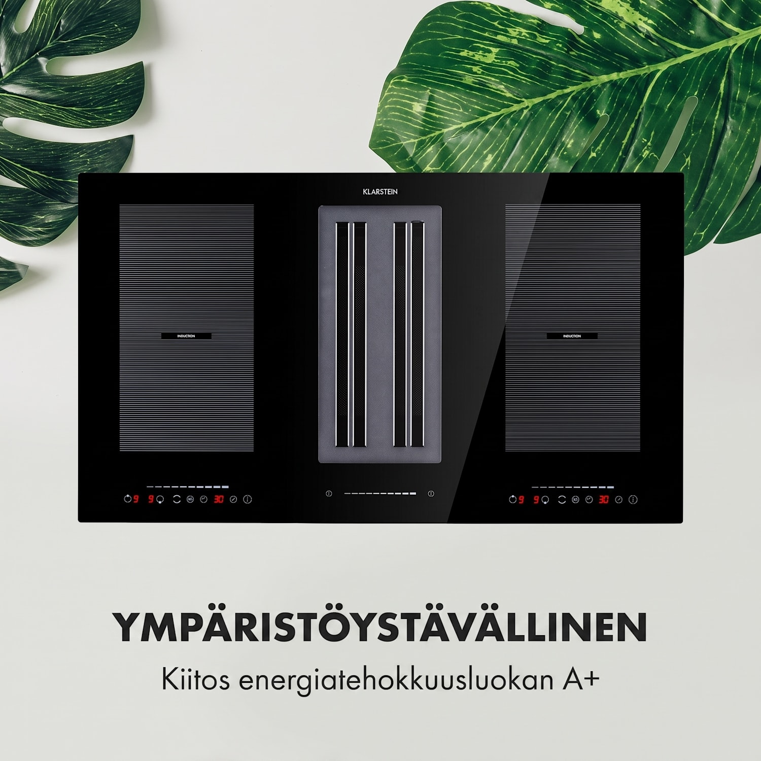 Full House 2.0, Down Air -järjestelmä, induktioliesi + liesituuletin, 561 m³/h, A+ 