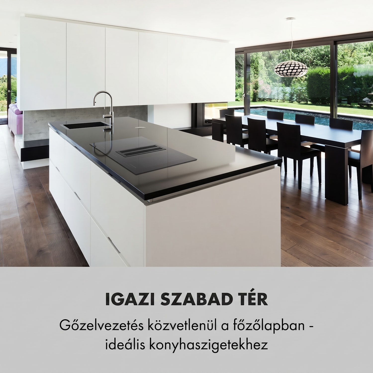 Full House 2.0, főzőlapba beépített páraelszívóval, 271 m³ / óra, A energiahatékonysági osztály 