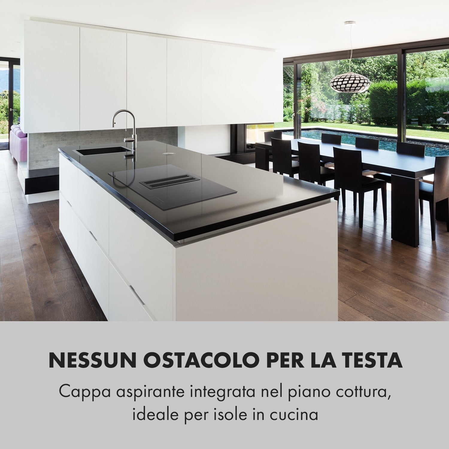 Full House 2.0 Down Air System, Piano cottura a induzione + cappa aspirante, A+, 271 m³/h 