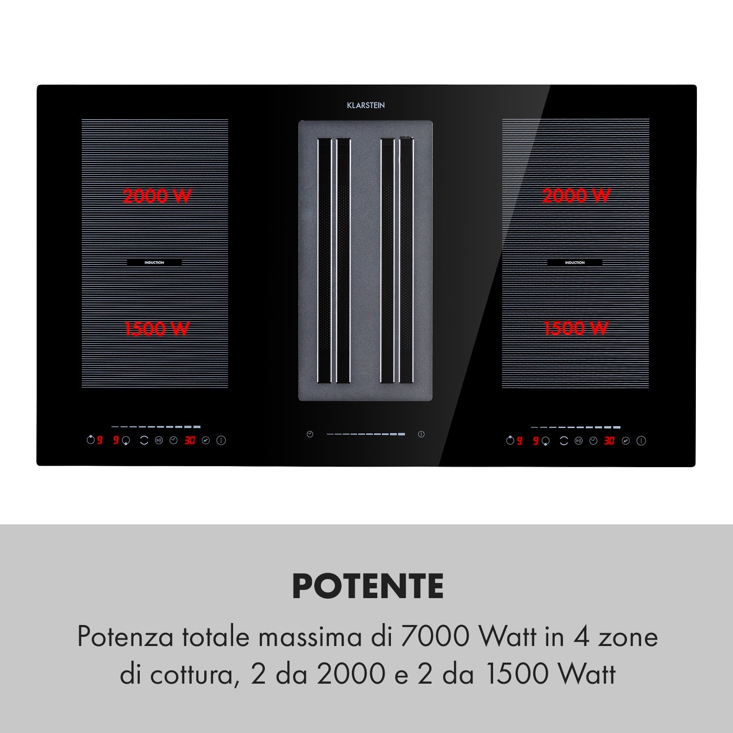 Full House 2.0 Down Air System, Piano cottura a induzione + cappa aspirante, A+, 271 m³/h 
