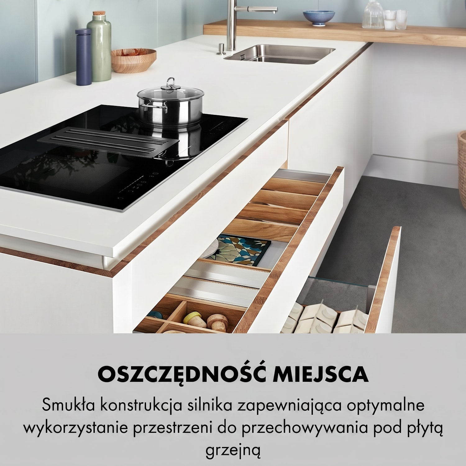 Full House 2.0, płyta indukcyjna z okapem, 271 m³/h, klasa energetyczna A 