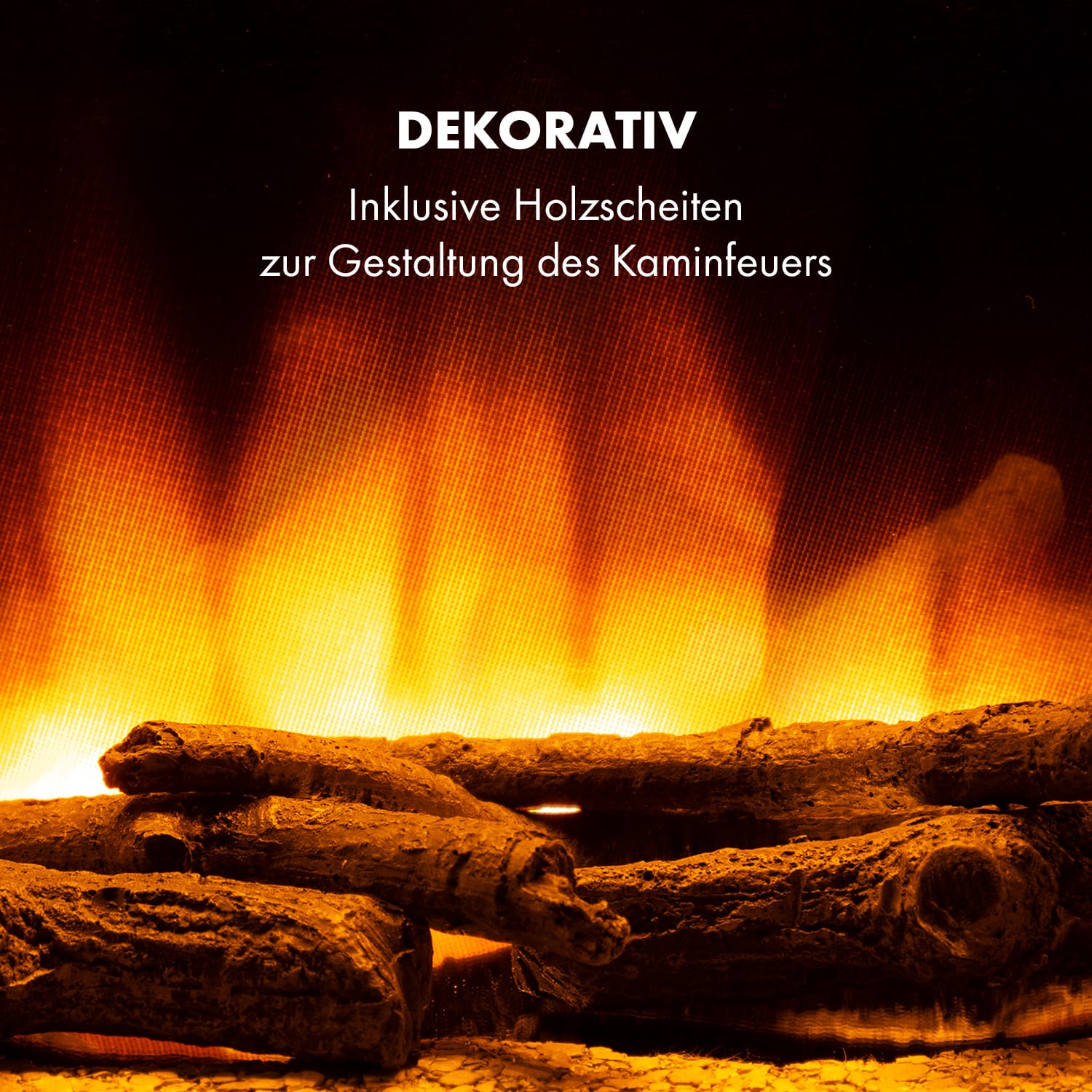Heat 'n Beat Elektrischer Kamin 900/1800W LED Bluetooth-Speaker Flammenillusion Weiß