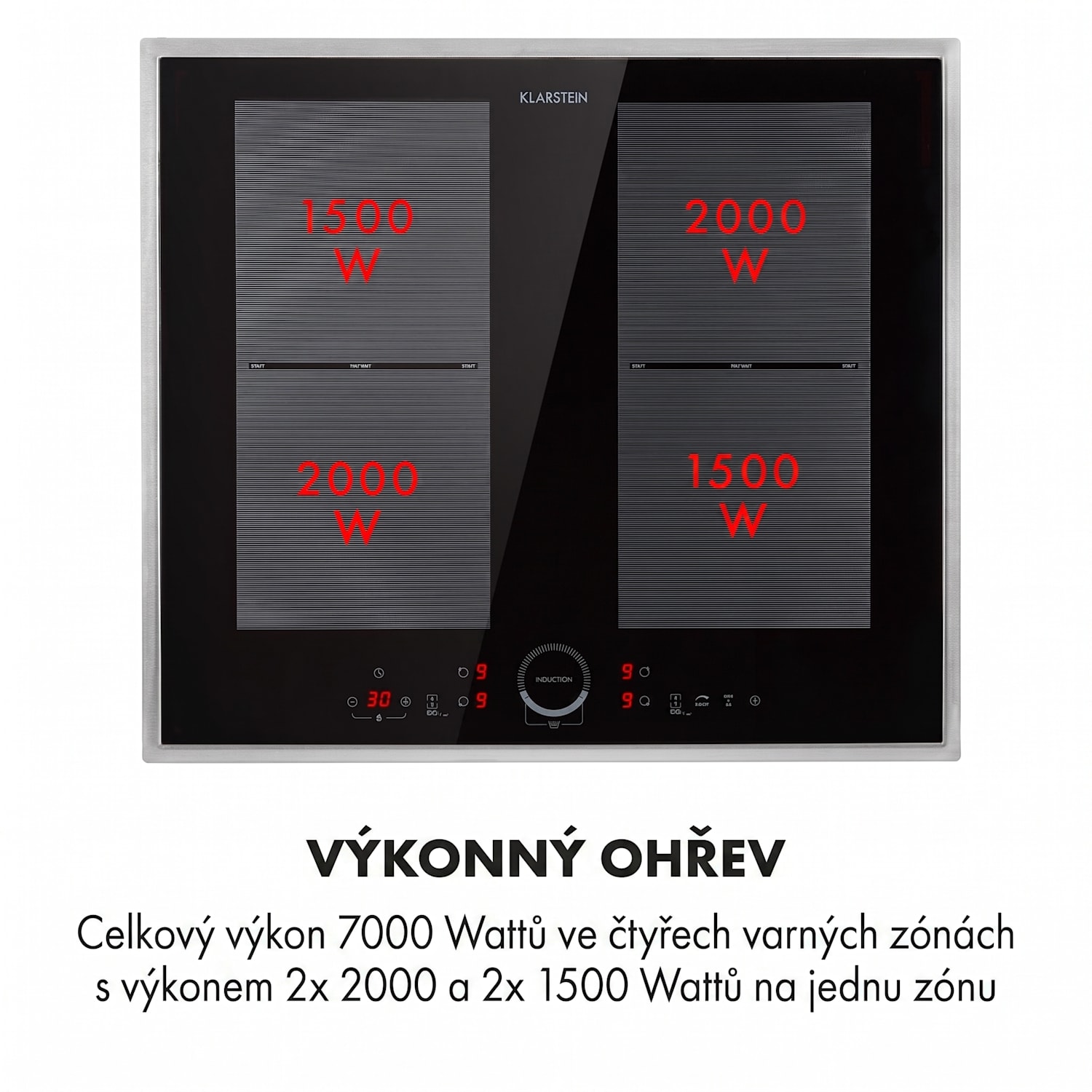 Delicatessa 60 Prime, indukční varná deska, 7000 W, 4 zóny, časovač, černá 4 | Černá / Stříbrná metalíza