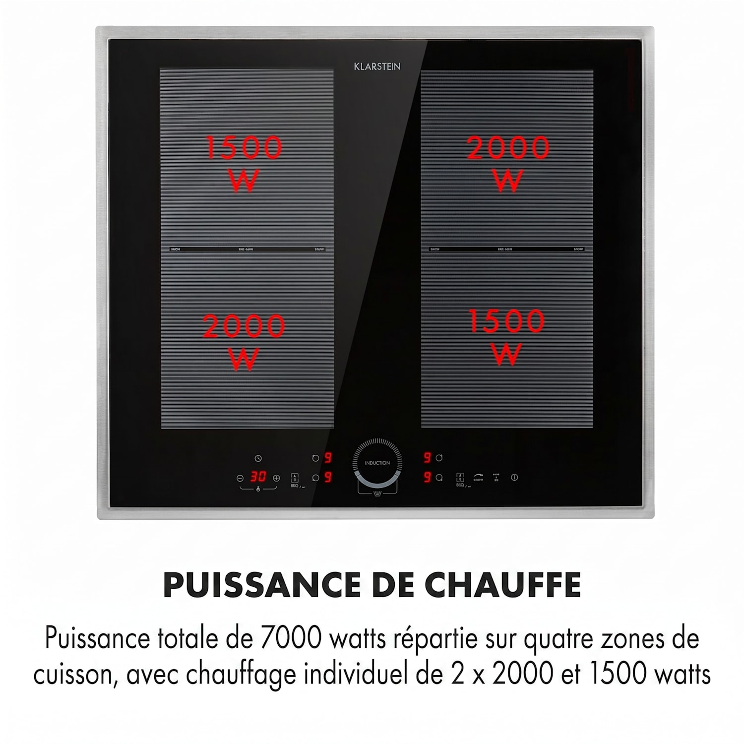 Delicatessa 60 Prime inductiekookplaat 4 zones 7000W timer zwart 4 | Zwart / Zilver Metallic