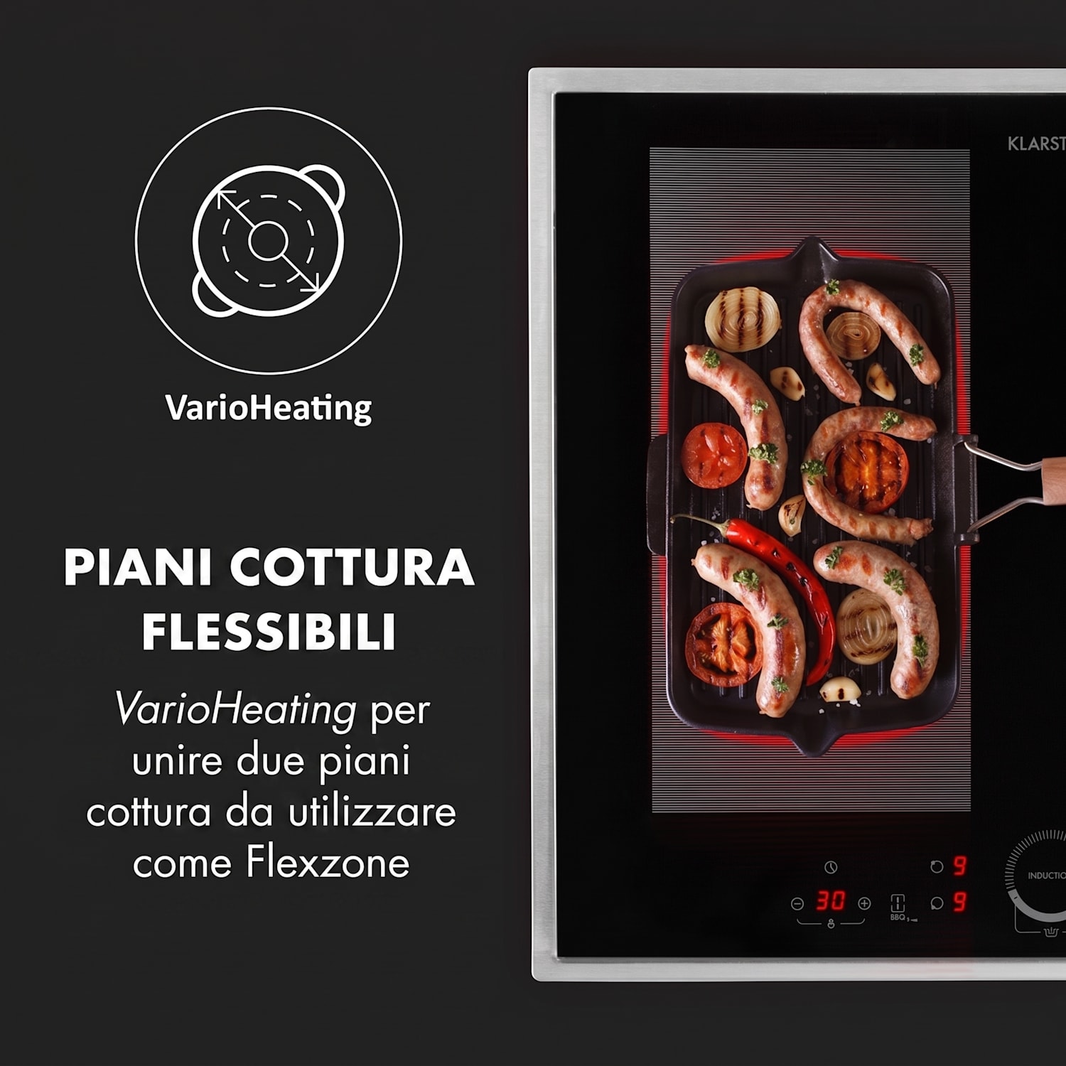 Delicatessa 60 Prime, piano cottura a induzione, 4 zone, 7000W, timer, nero 4 | Nero / Argento metallizzato