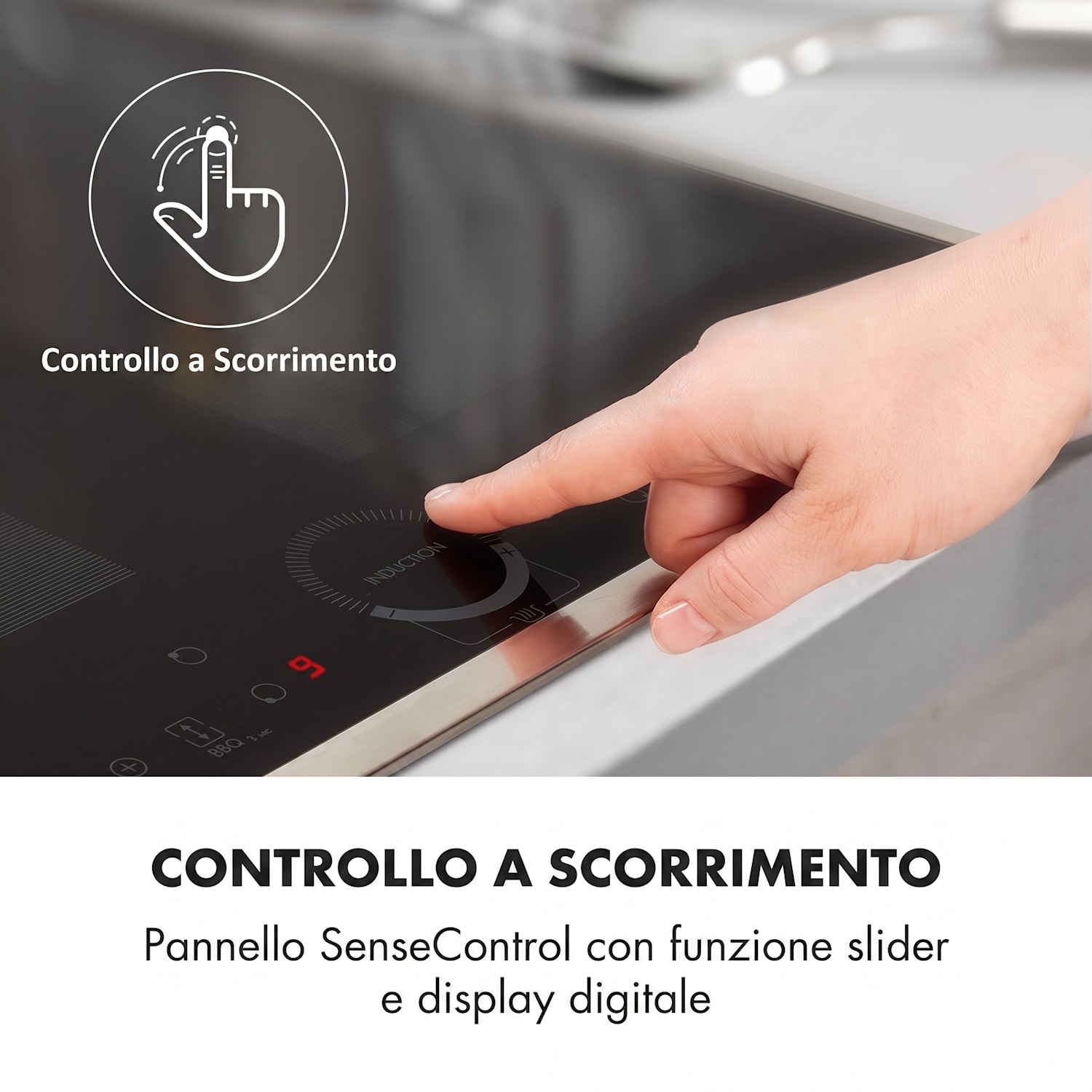 Delicatessa 60 Prime, piano cottura a induzione, 4 zone, 7000W, timer, nero 4 | Nero / Argento metallizzato