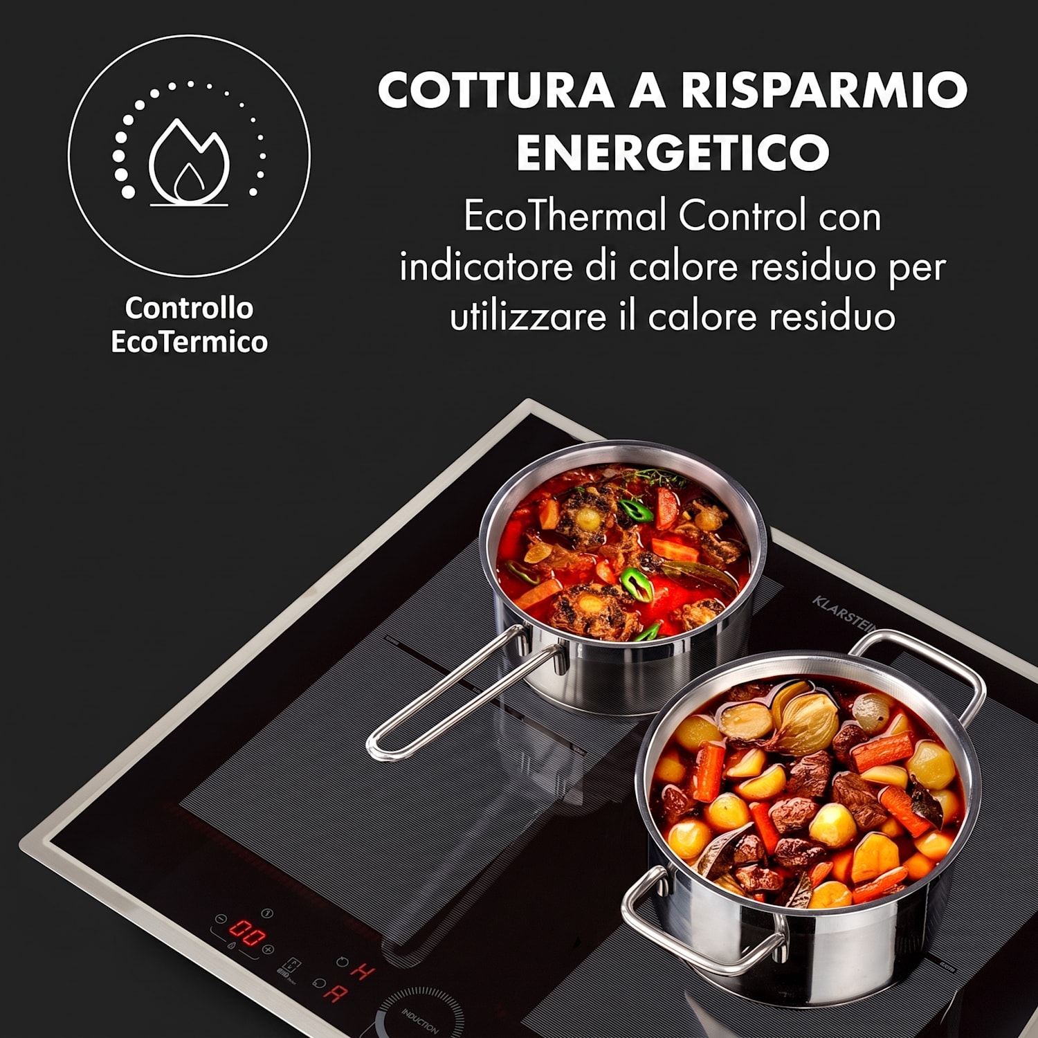 Delicatessa 60 Prime, piano cottura a induzione, 4 zone, 7000W, timer, nero 4 | Nero / Argento metallizzato