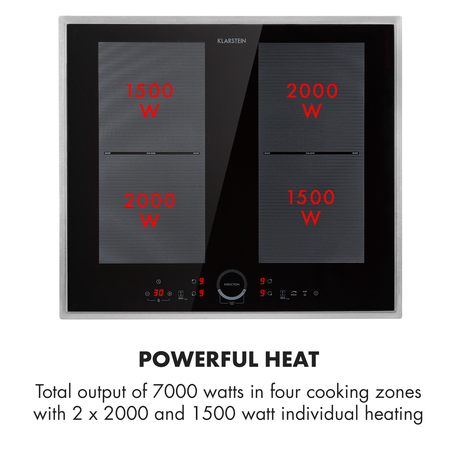 Delicatessa 60 Prime, płyta indukcyjna, 4 strefy, 7000 W, timer 4 | Czarny / Srebrny Metal