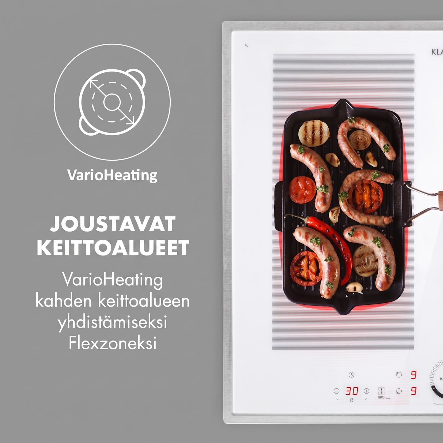 Delicatessa 60 Prime, induktioliesitaso, 4 aluetta, 7000 W, ajastin, valkoinen 4 | Valkoinen / Hopea Metallinen
