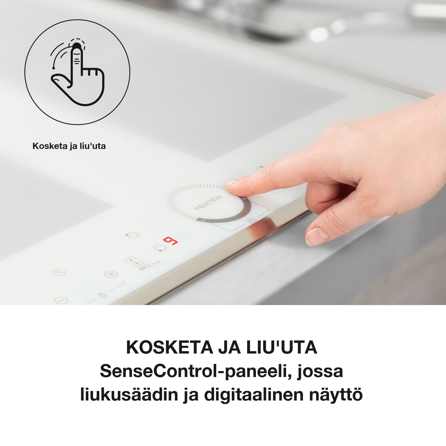 Delicatessa 60 Prime, induktioliesitaso, 4 aluetta, 7000 W, ajastin, valkoinen 60 cm | 2 Joustoaluetta | Valkoinen