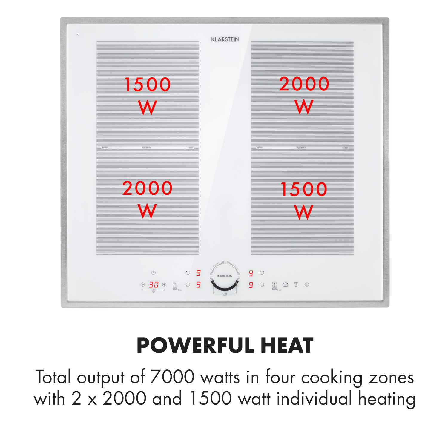 Delicatessa 60 Prime Induction Hob 4 Zones 7000W Timer white 4 | White / Silver Metallic
