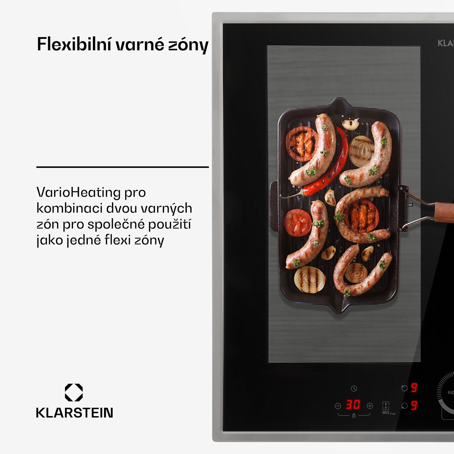 Delicatessa 60 Hybrid Prime, indukční varná deska, 7000 W, 4 zóny, černá Hybrid | 60 cm | Černá / Stříbrná metalíza