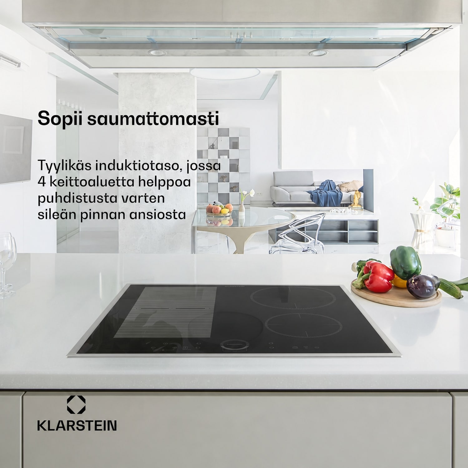 Delicatessa 60 Hybrid Prime, liesitaso, induktio, 4 aluetta, 7000 W, musta 60 cm | 1 Joustoalue | Musta