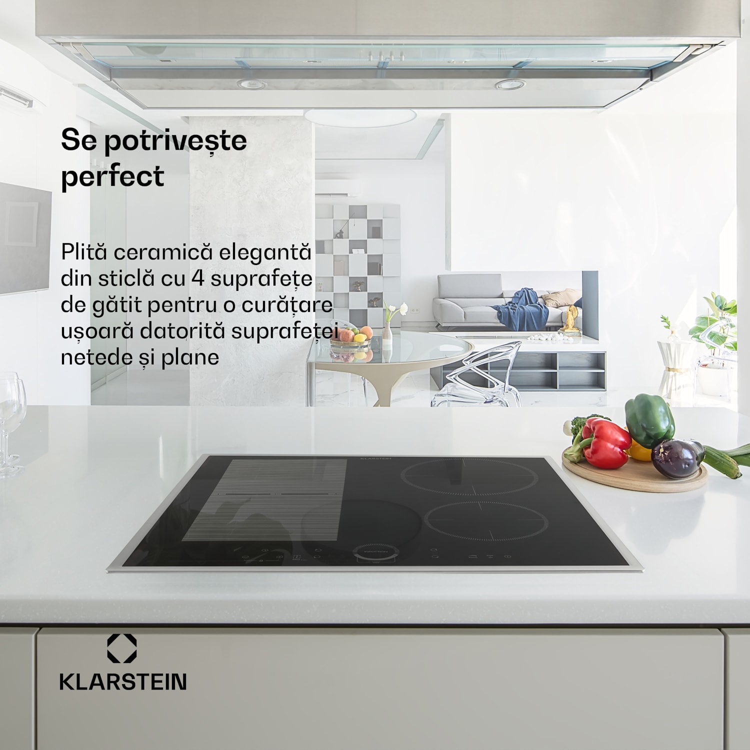 Delicatessa 60 Hybrid Prime, plită cu inducție, 4 zone, 7000 W, negru Hybrid | 60 cm | Negru / Argintiu metalizat