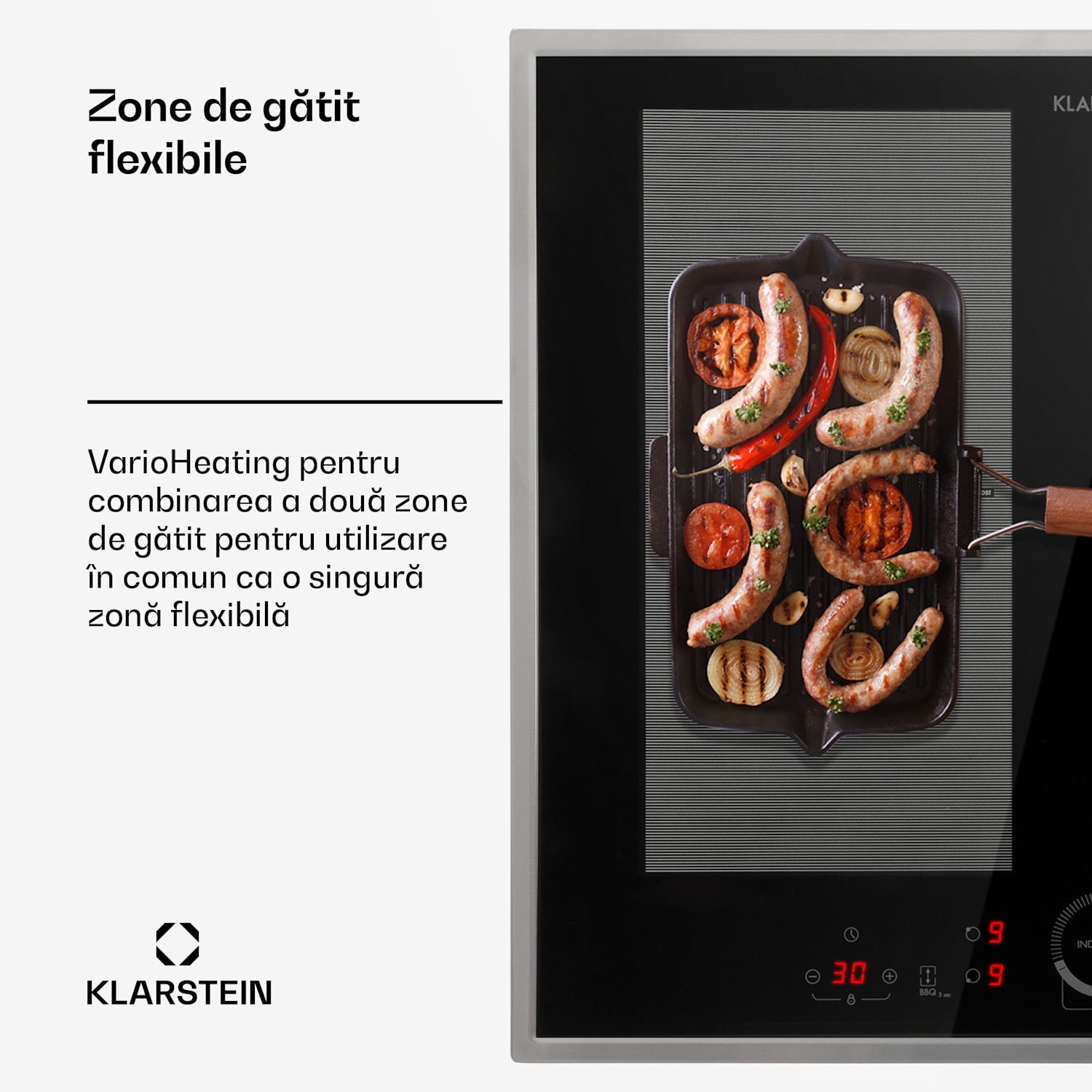 Delicatessa 60 Hybrid Prime, plită cu inducție, 4 zone, 7000 W, negru Hybrid | 60 cm | Negru / Argintiu metalizat