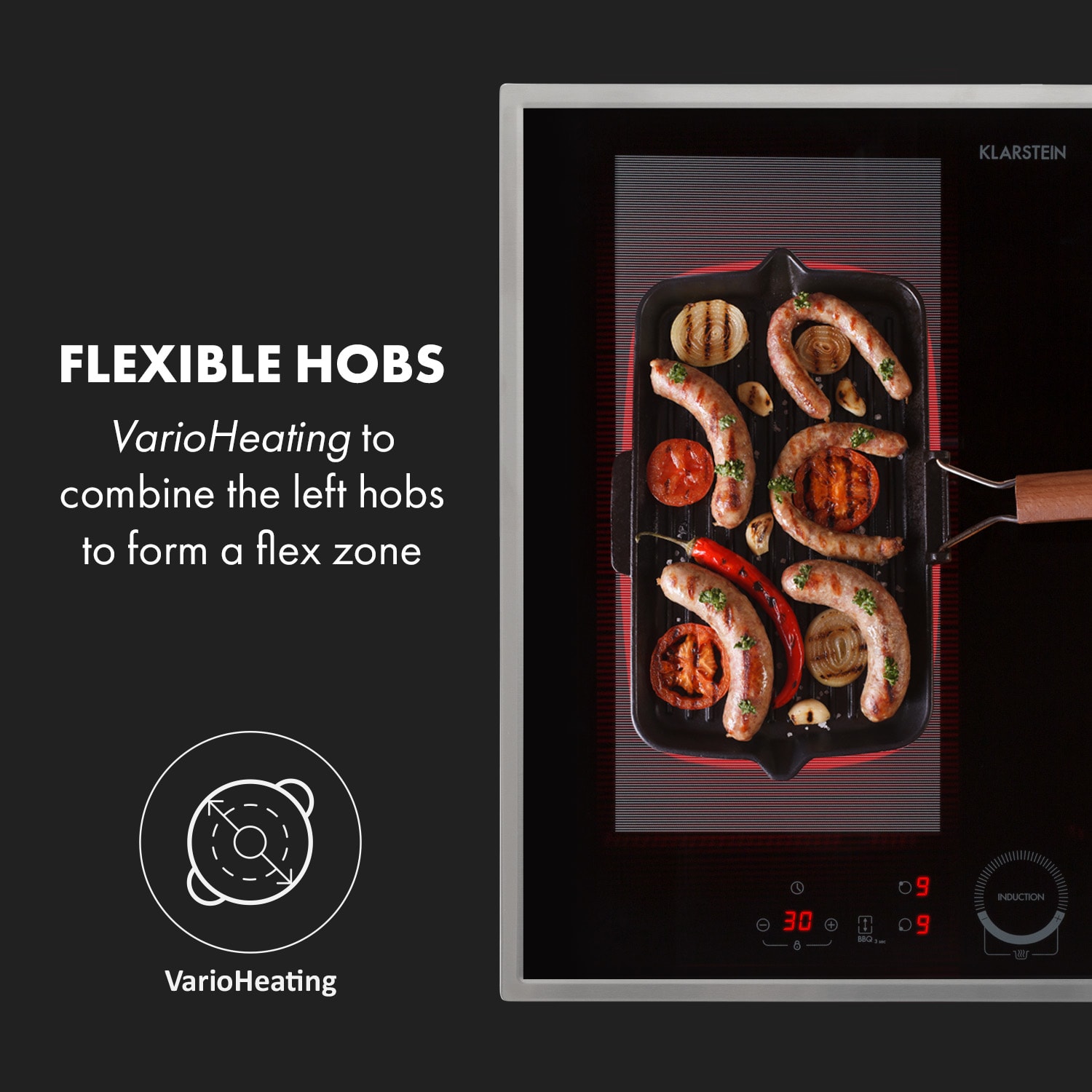 Delicatessa 60 Hybrid Placa de inducción encastrable 4 zonas 7000W color negro 60 cm | 1 Zona flexible | Negro