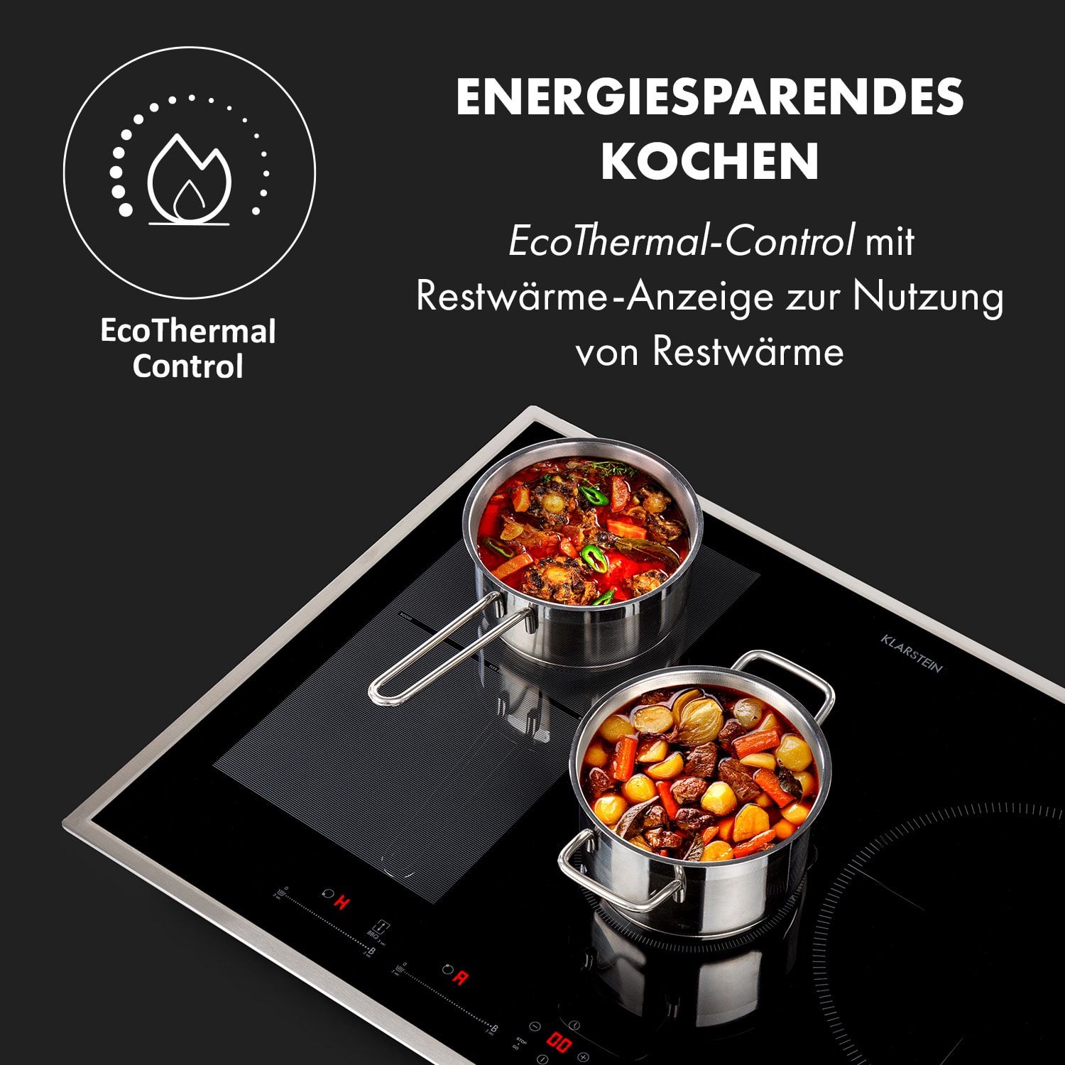 Delicatessa 77 Hybrid Prime table de cuisson à induction encastrable 4 Zones 7000W 4 (2x rectangulaire, 1x rond 28 cm, 1x rond 16 cm) | Noir / Argent Métallisé