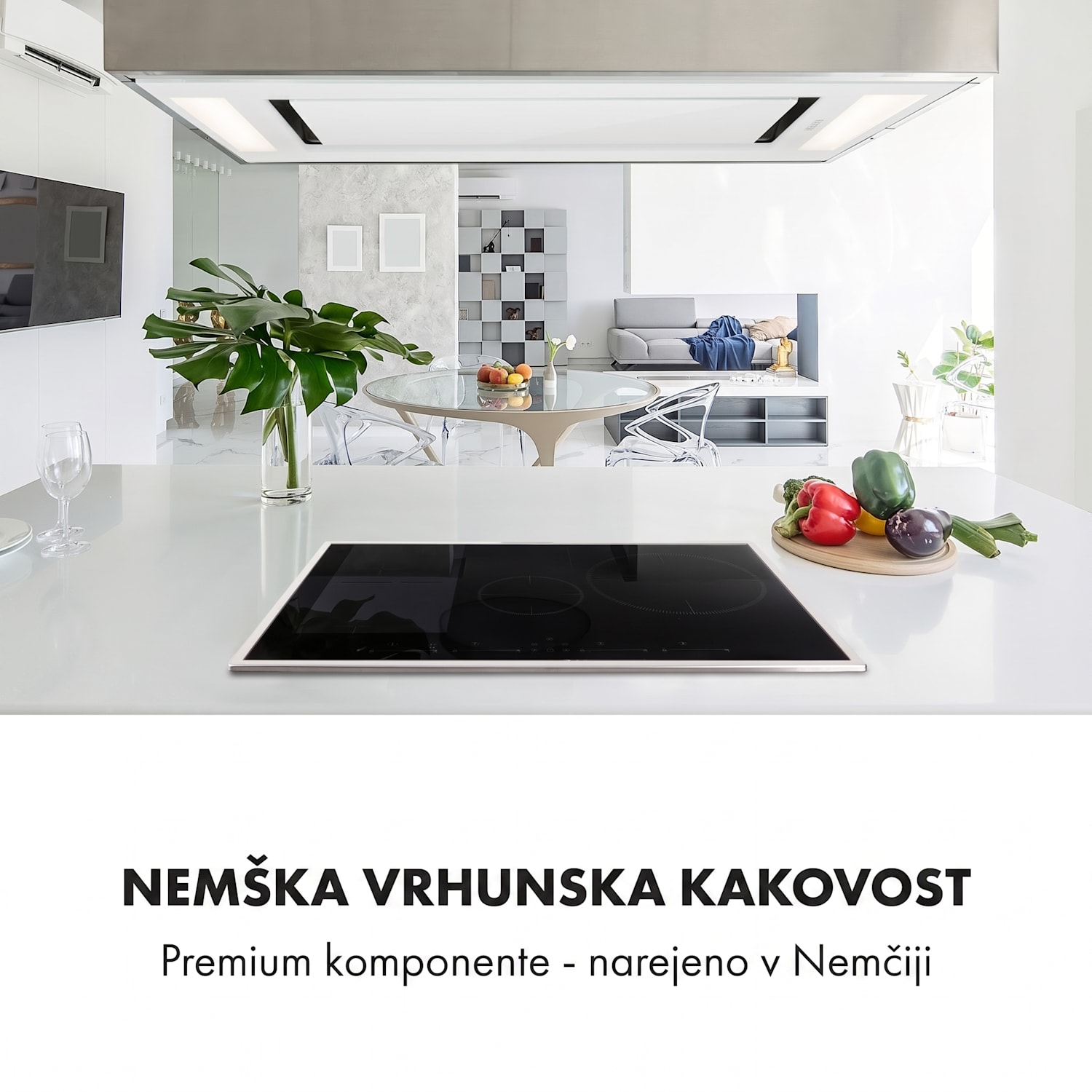 Delicatessa 77 Hybrid Prime, vgradna kuhalna plošča, indukcija, 4 cone, 7000 W 4 (2 x pravokotna, 1 x okrogla 28 cm, 1 x okrogla 16 cm) | Črna / Srebrna kovinska barva