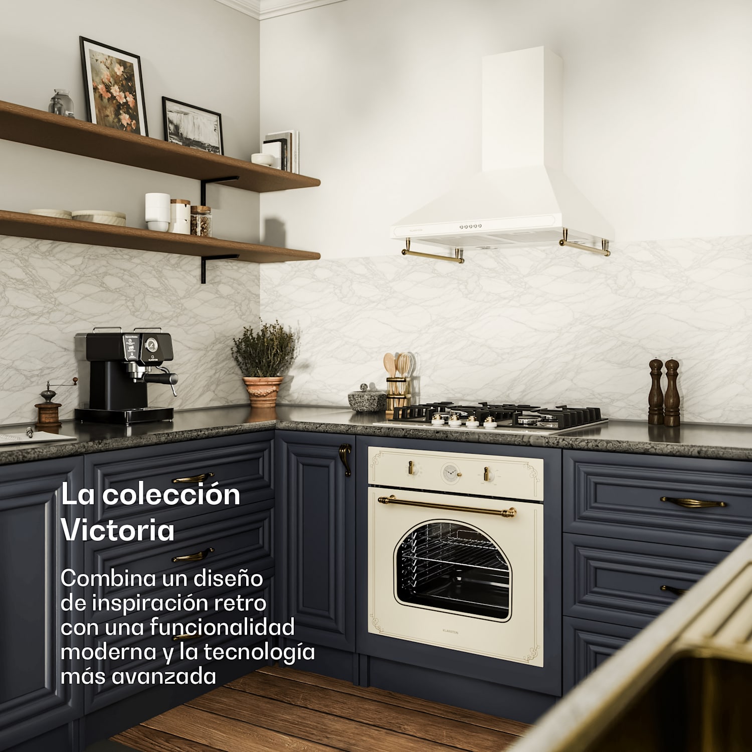 Victoria Cocina de gas de 4 zonas Vitrocerámica Marfil 60 cm | Cristal | Crema