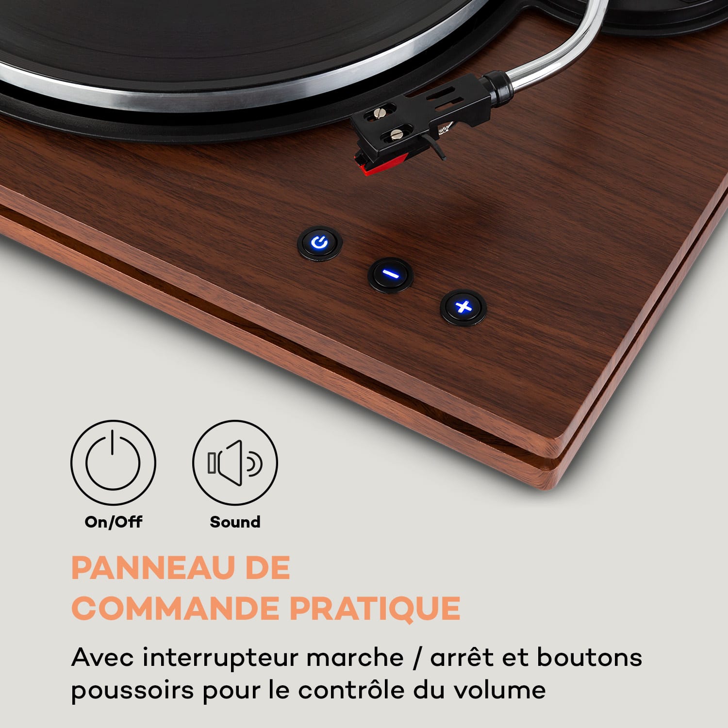 TT-Play PLUS Platine vinyle enceintes 20 Wmax. BT 33/45 tpm Acajou