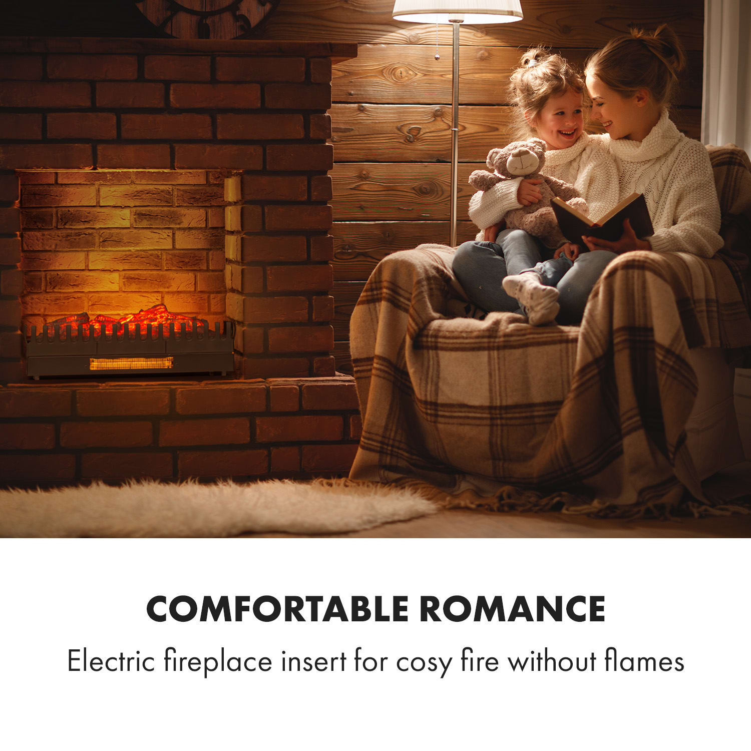 Kamini FXL električni kamin, kaminski vložek, 1000/2000 W, 2W LED, črna barva 67 x 23 x 22 cm