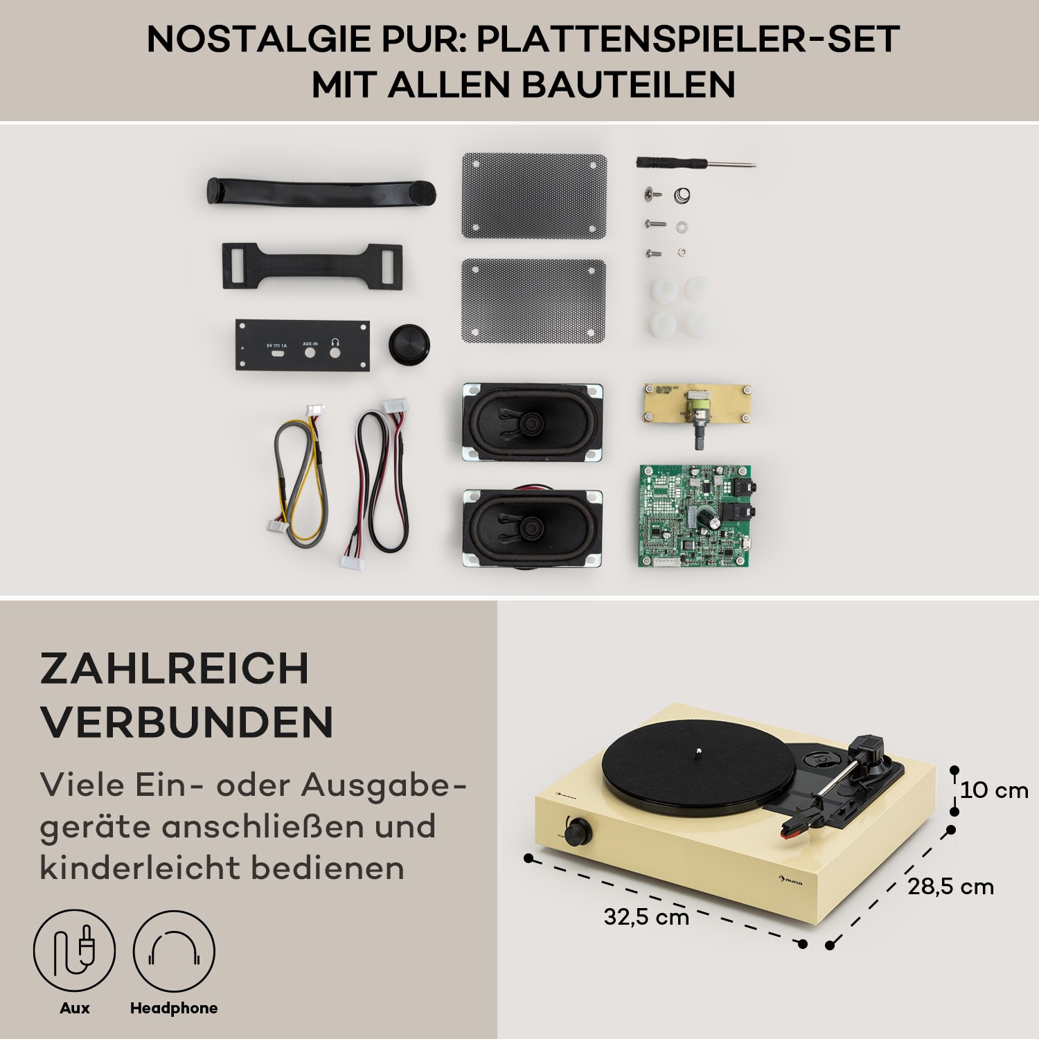 The Player Plattenspieler Selbstbauset inkl. Lautsprecher 33/45 U/min