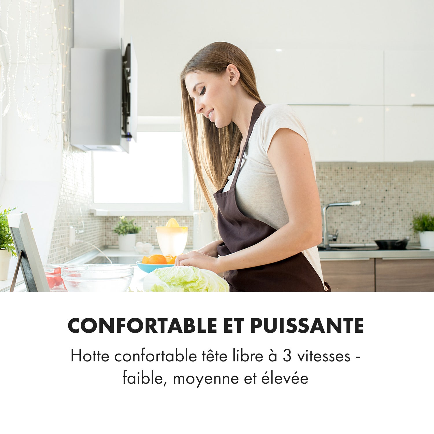 Amelia afzuigkap 123W 60x47x23,5cm LED touch draaiknop wit 60 cm | Wit