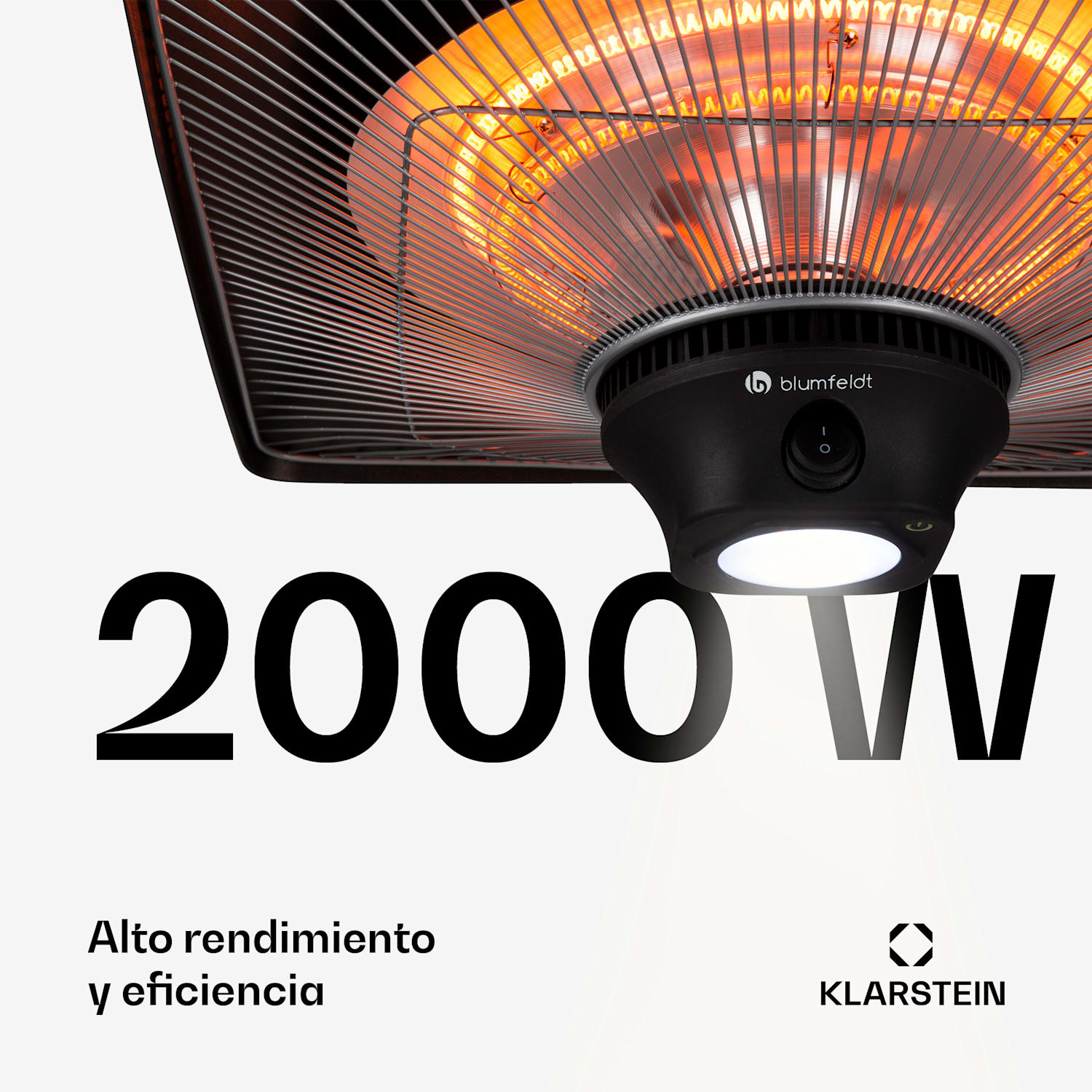Heat Hexa Calefactor infrarrojo  800/1200/2000W halógeno IP34 LED color negro Negro