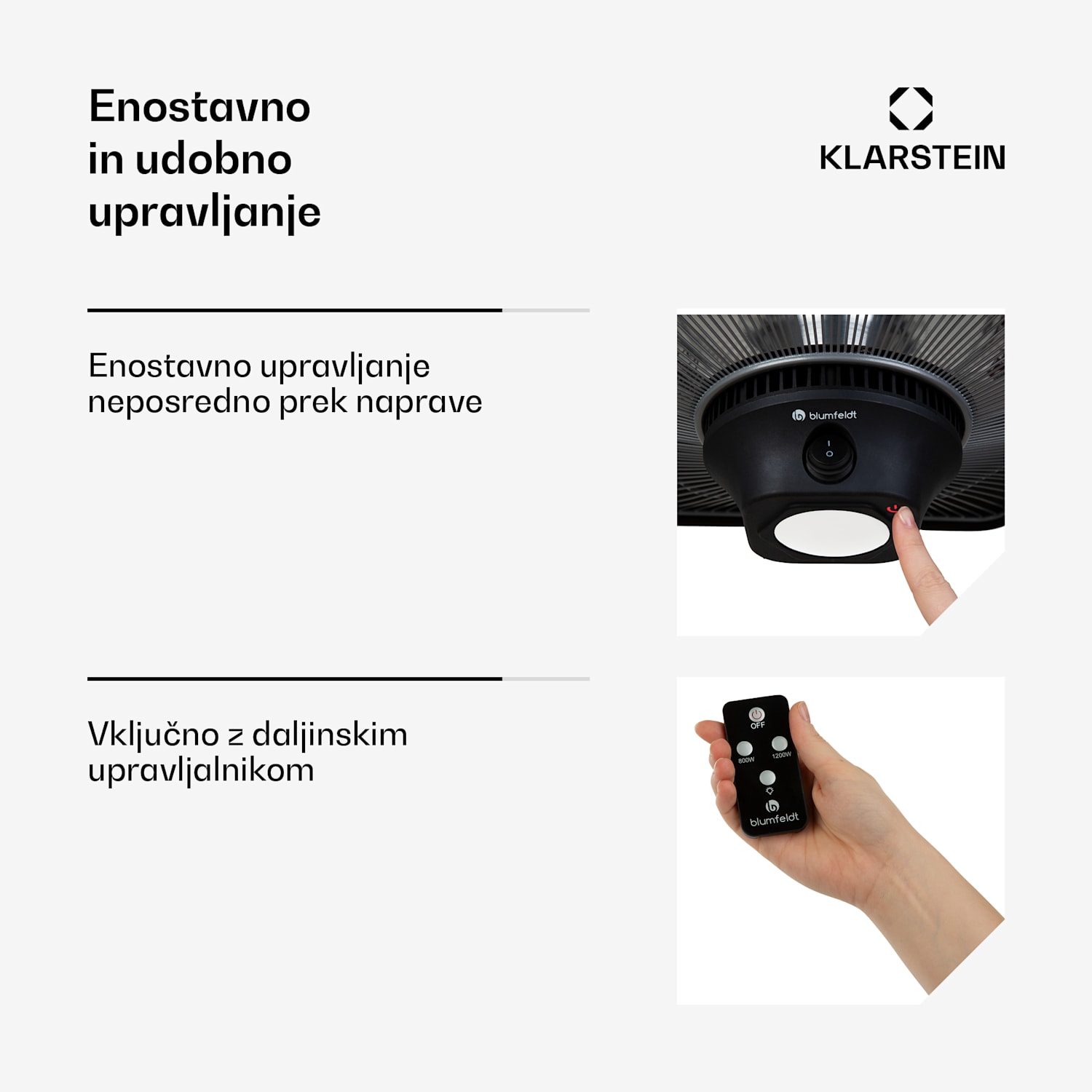 Heat Hexa, infrardeči grelec, 800/1200 W, halogen, IP34, LED, črn Črna