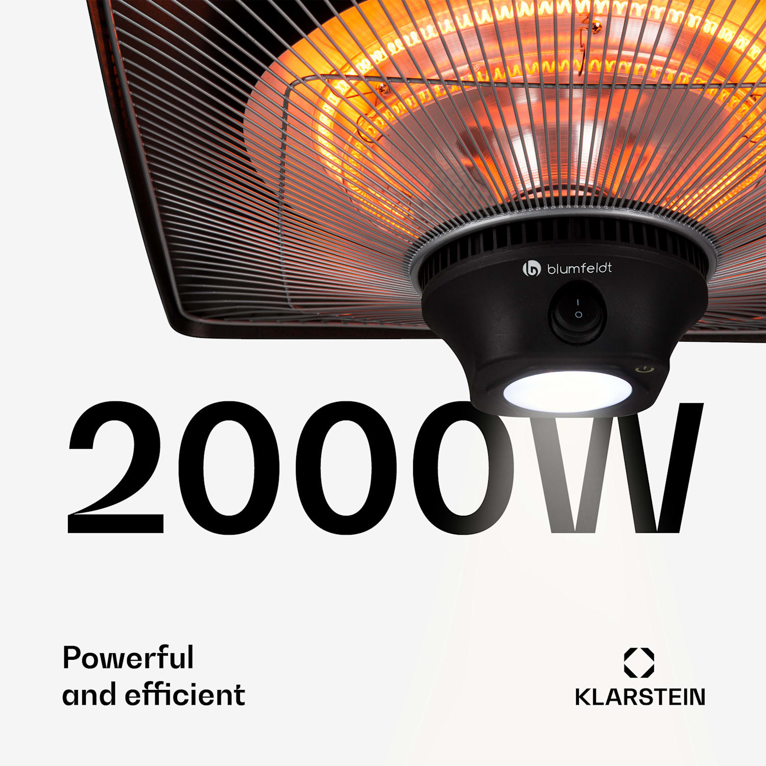 Heat Hexa Aquecedor Infravermelho 800/1200/2000W Halogénio IP34 LED preto Preto