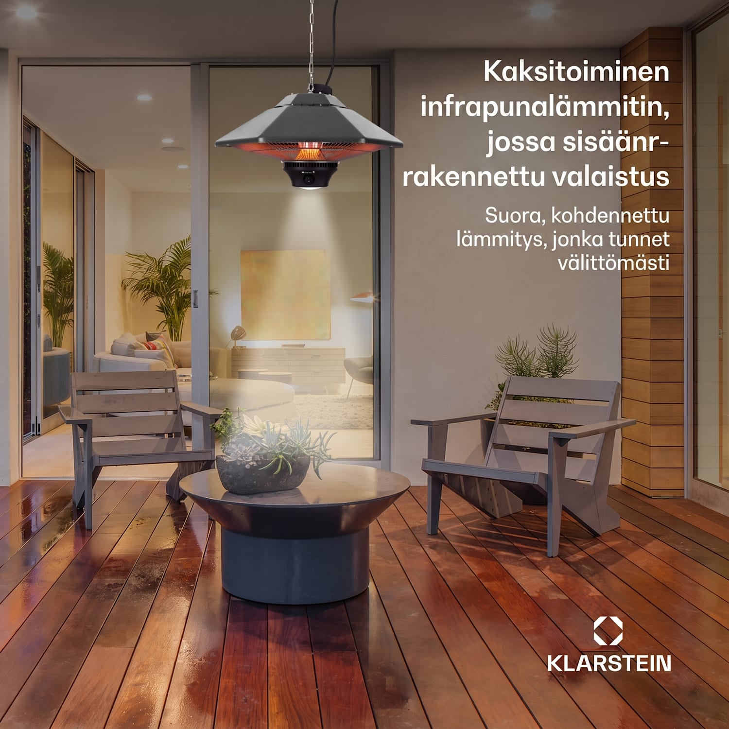 Heat Hexa, infrapunalämmitin, 800/1200/2000 W, halogeeni, IP34, LED, pronssinvärinen Antrasiitti