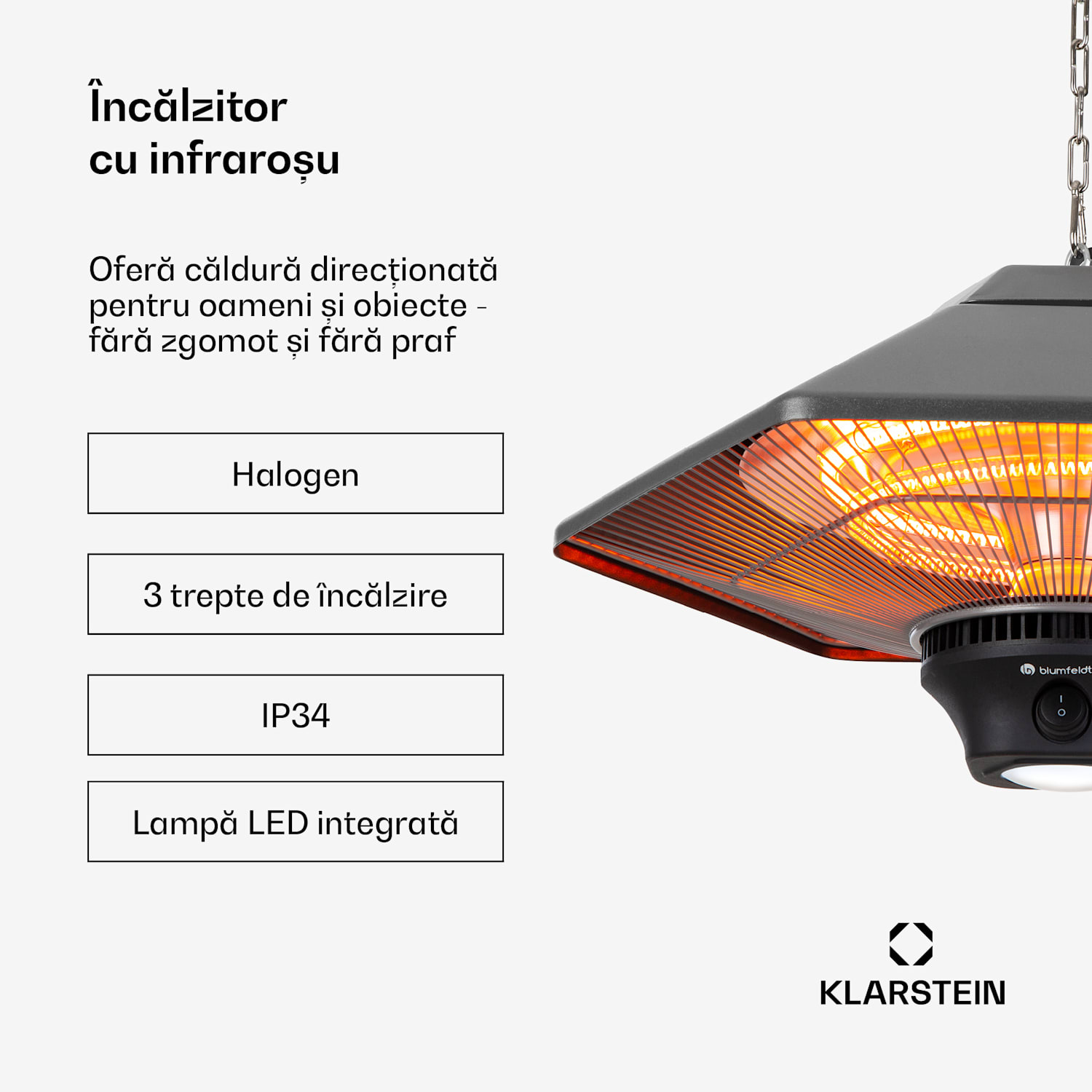 Heat Hexa, încălzitor cu infraroșu, 800/1200 W, halogen, IP34, LED, bronz 
