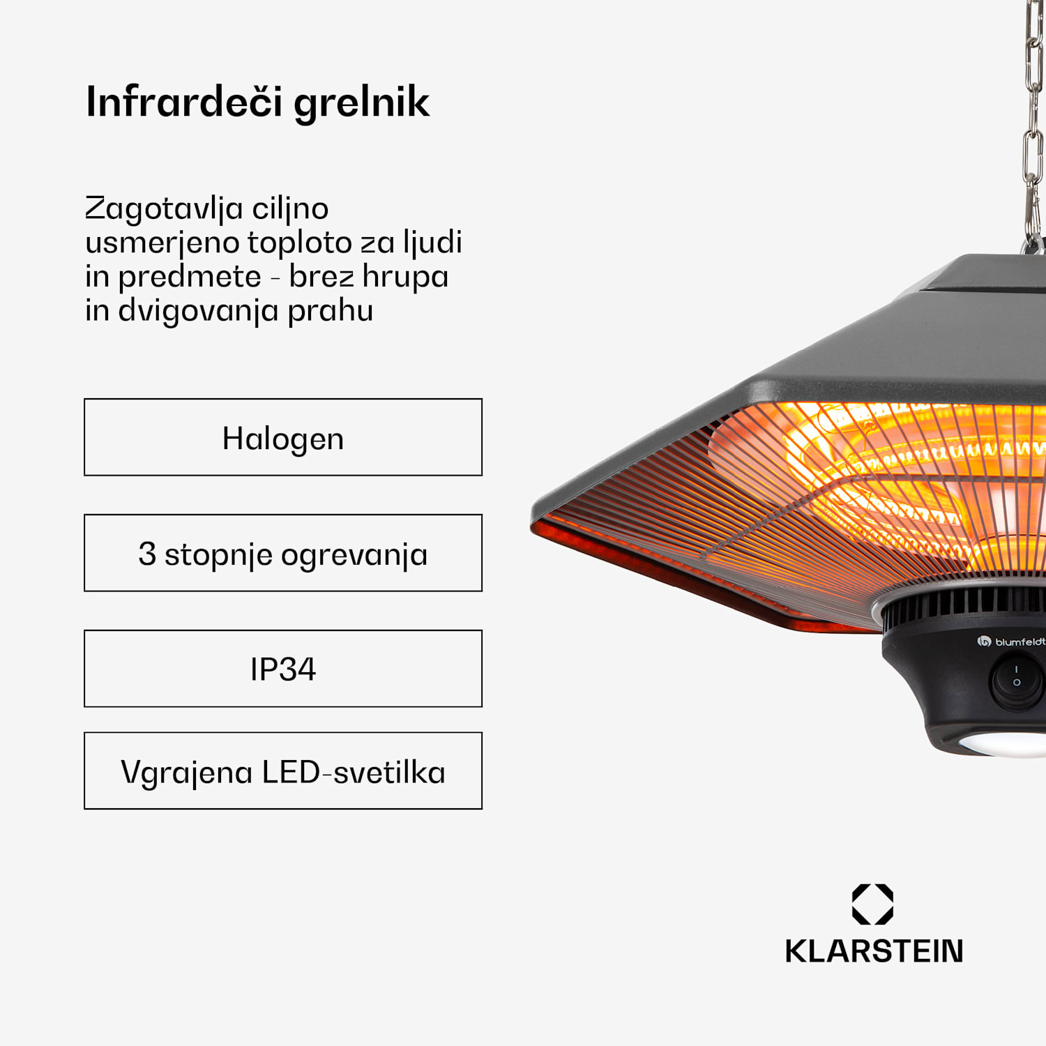 Heat Hexa, infrardeči grelec, 800/1200 W, halogen, IP34, LED, bronast Antracit
