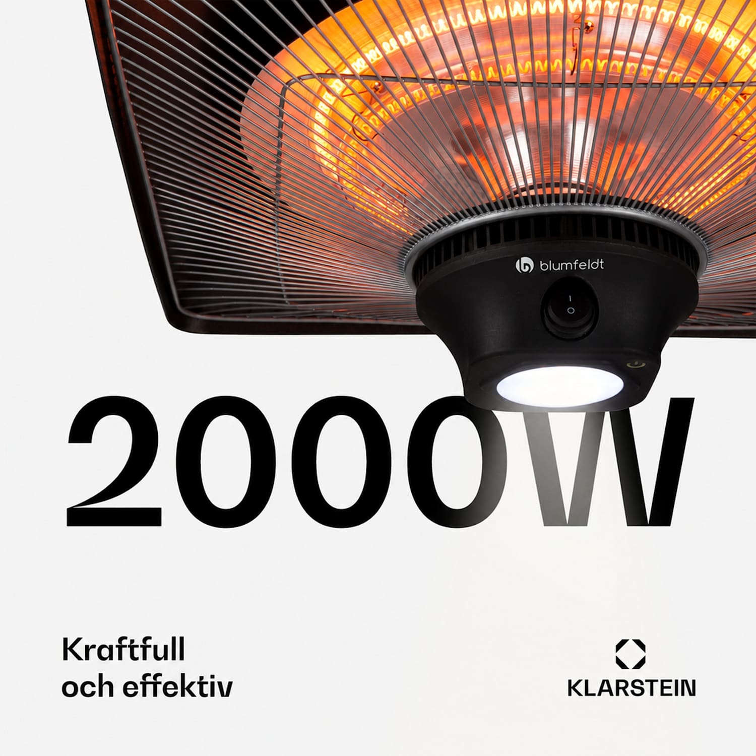 Heat Hexa infravärmare 800/1200/2000 W halogen IP34 LED antracit Antracit
